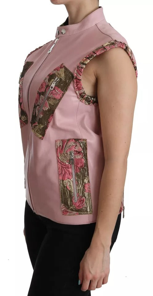 Chemisier sans manches en cuir rose Dolce & Gabbana