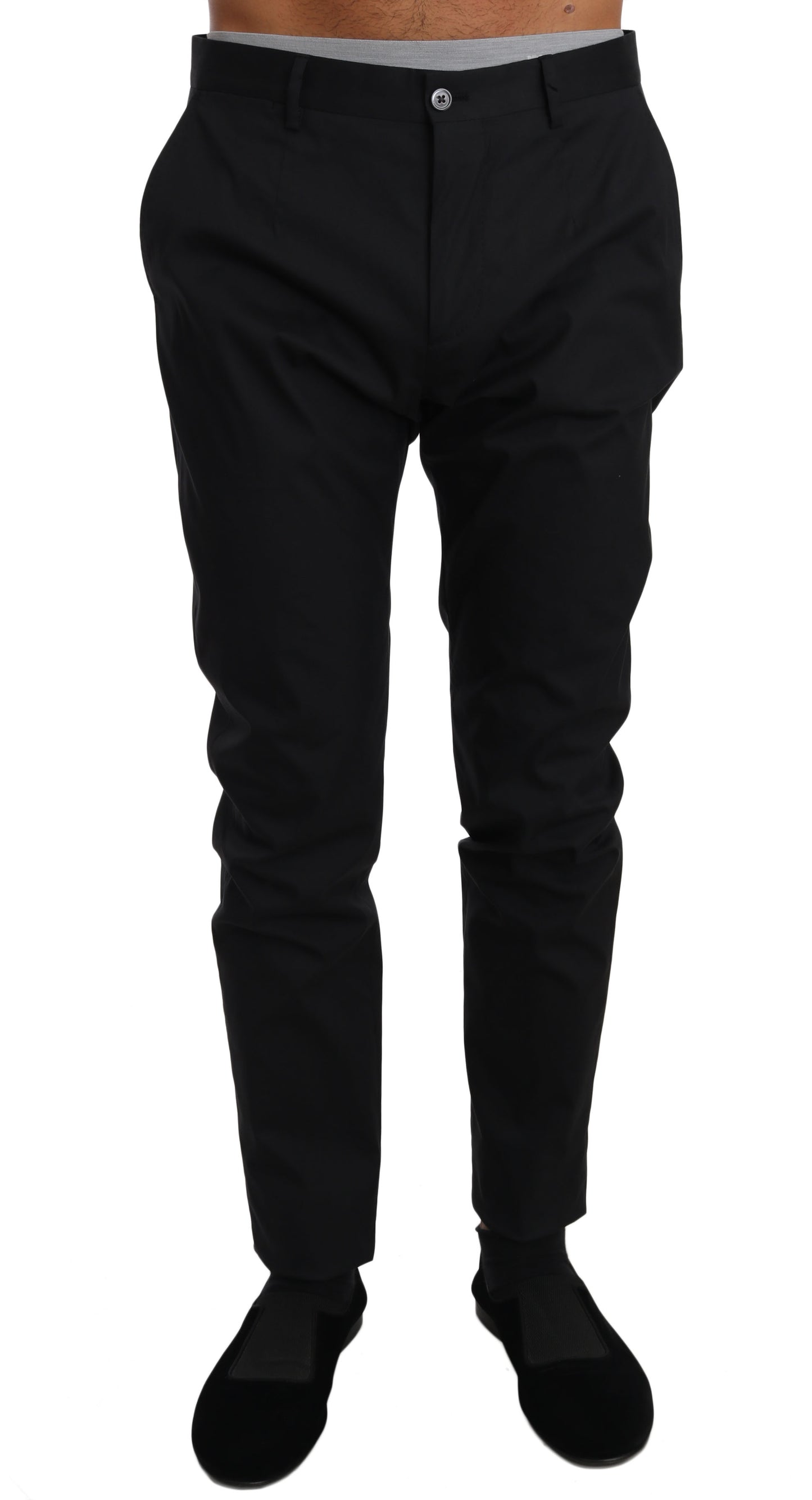 Pantalon habillé élégant en laine mélangée noire Dolce & Gabbana