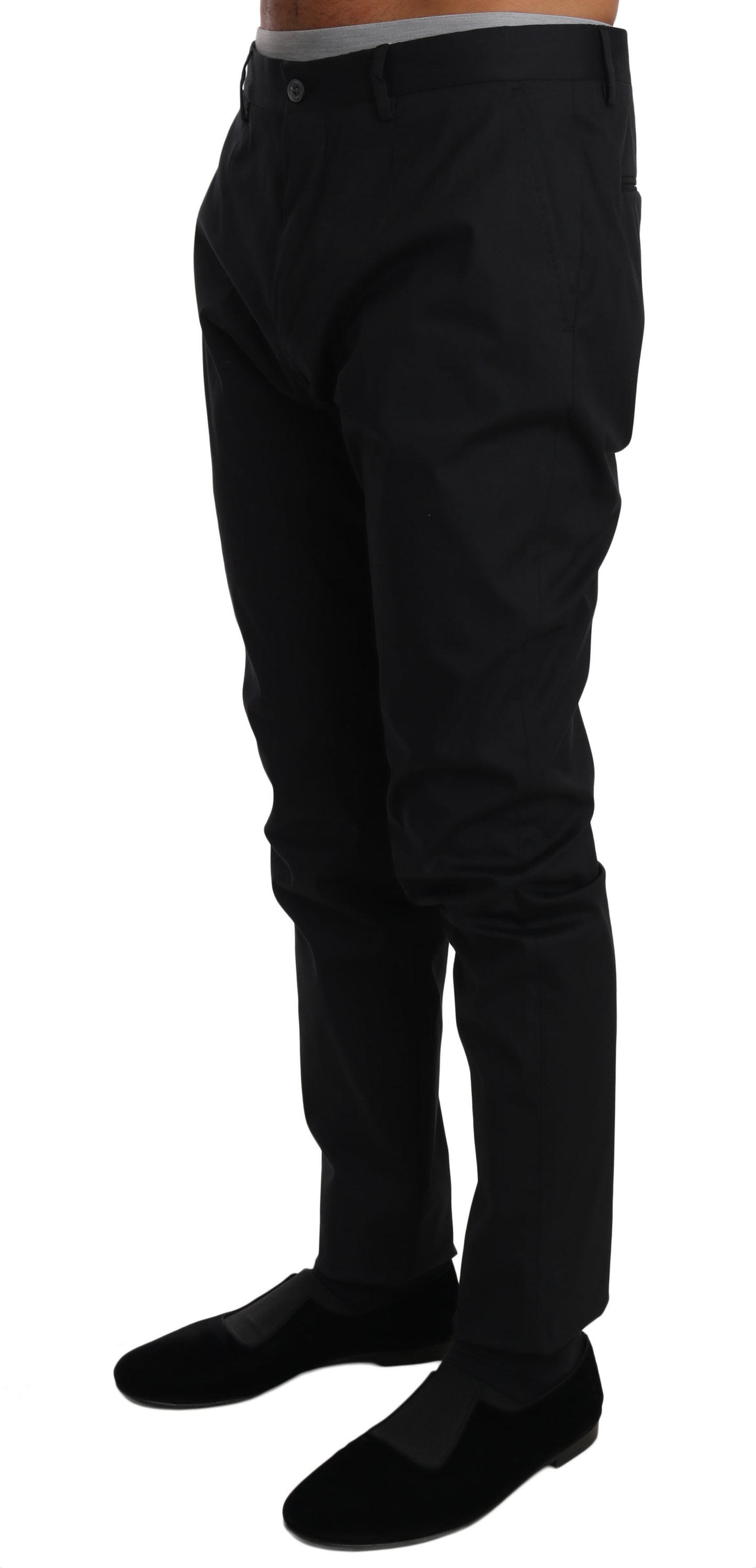 Pantalon habillé élégant en laine mélangée noire Dolce & Gabbana