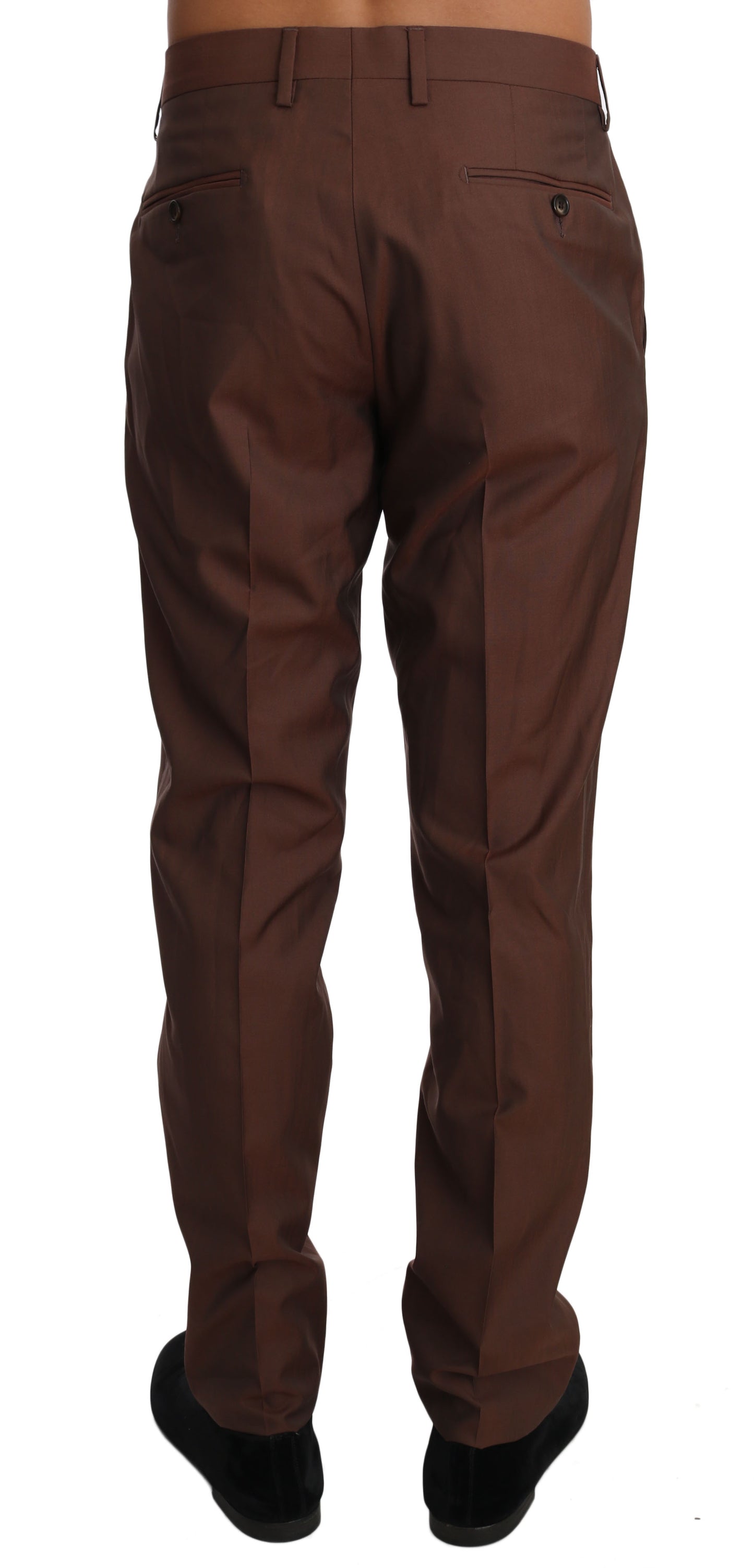 Pantalon habillé élégant en laine et soie marron Dolce & Gabbana