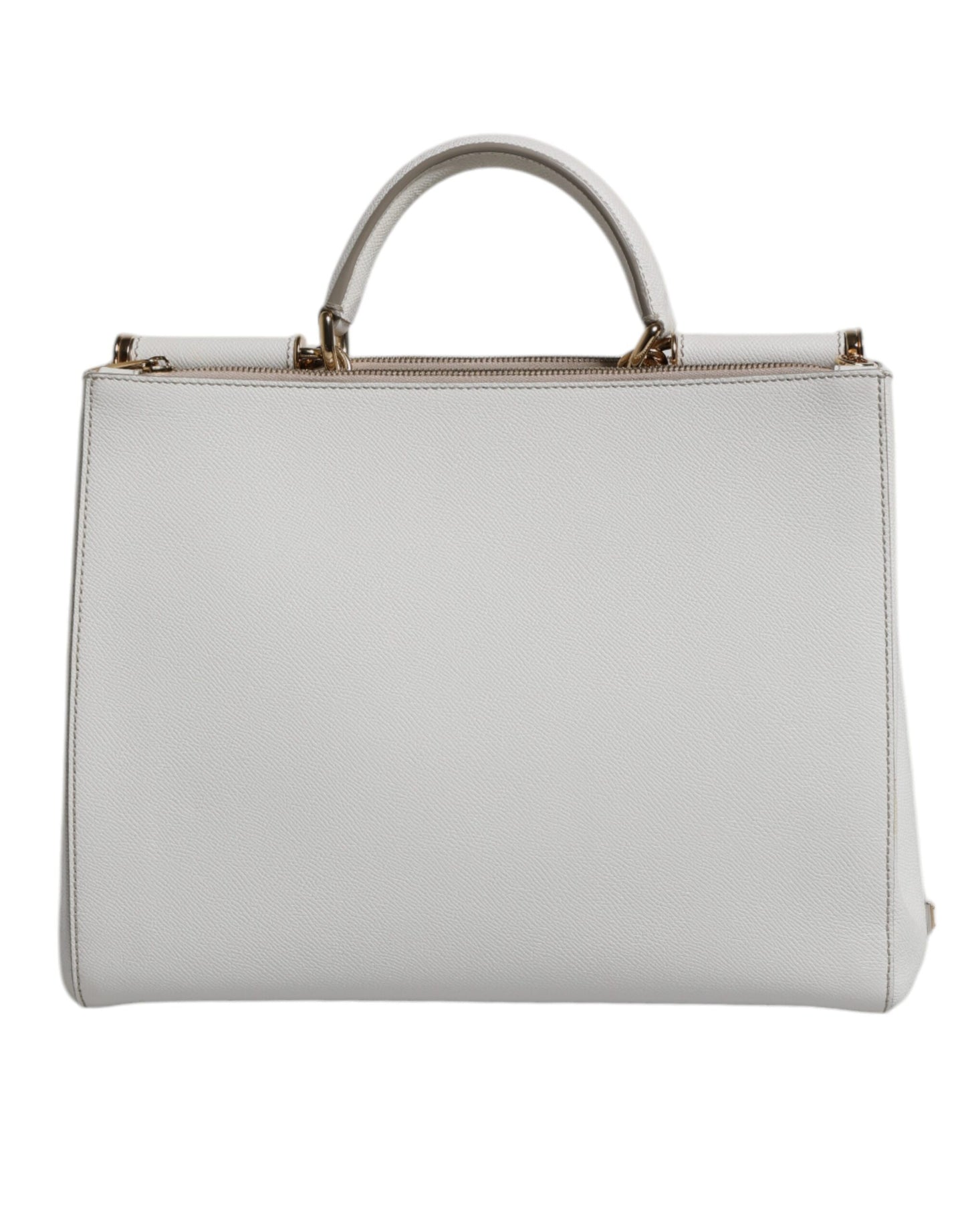 Sac fourre-tout à bandoulière en cuir blanc avec logo Dolce & Gabbana