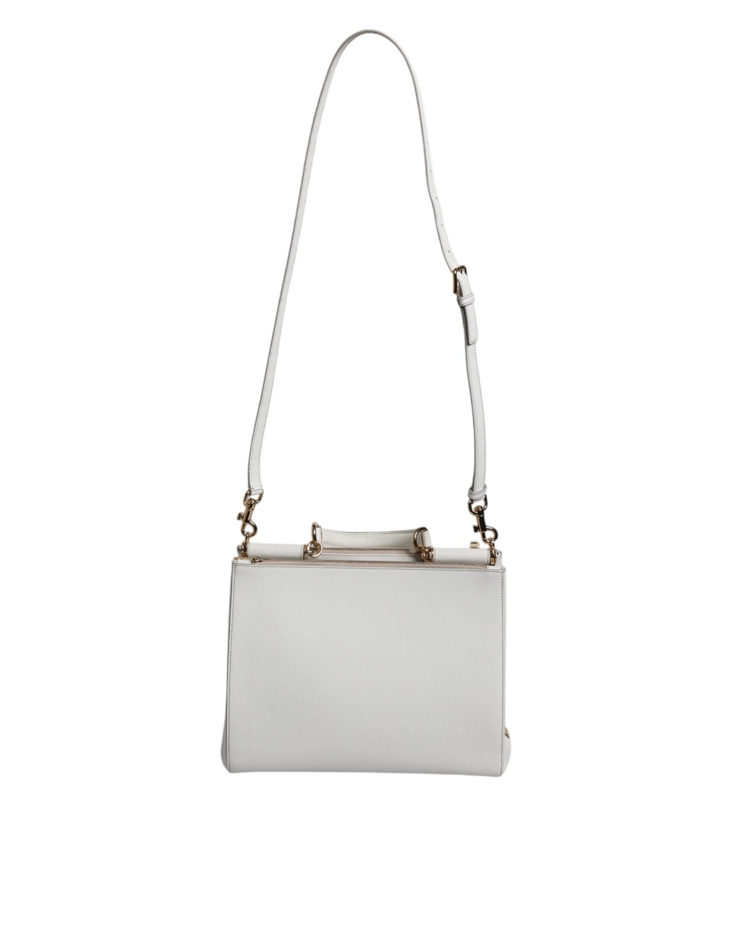 Sac fourre-tout à bandoulière en cuir blanc avec logo Dolce & Gabbana