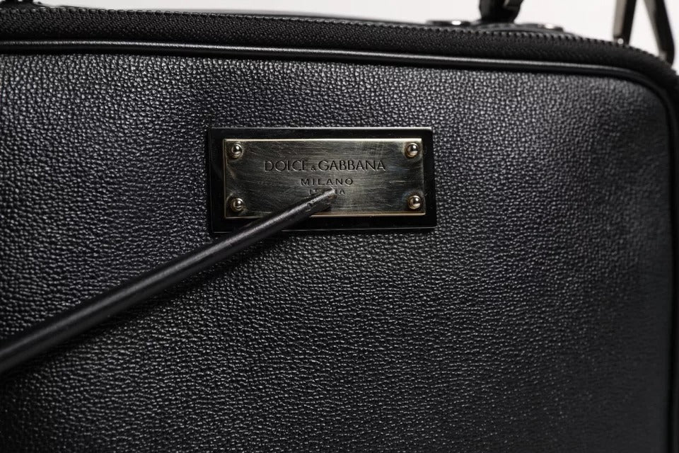 Sac bandoulière Dolce & Gabbana en nylon noir avec logo et poignée supérieure