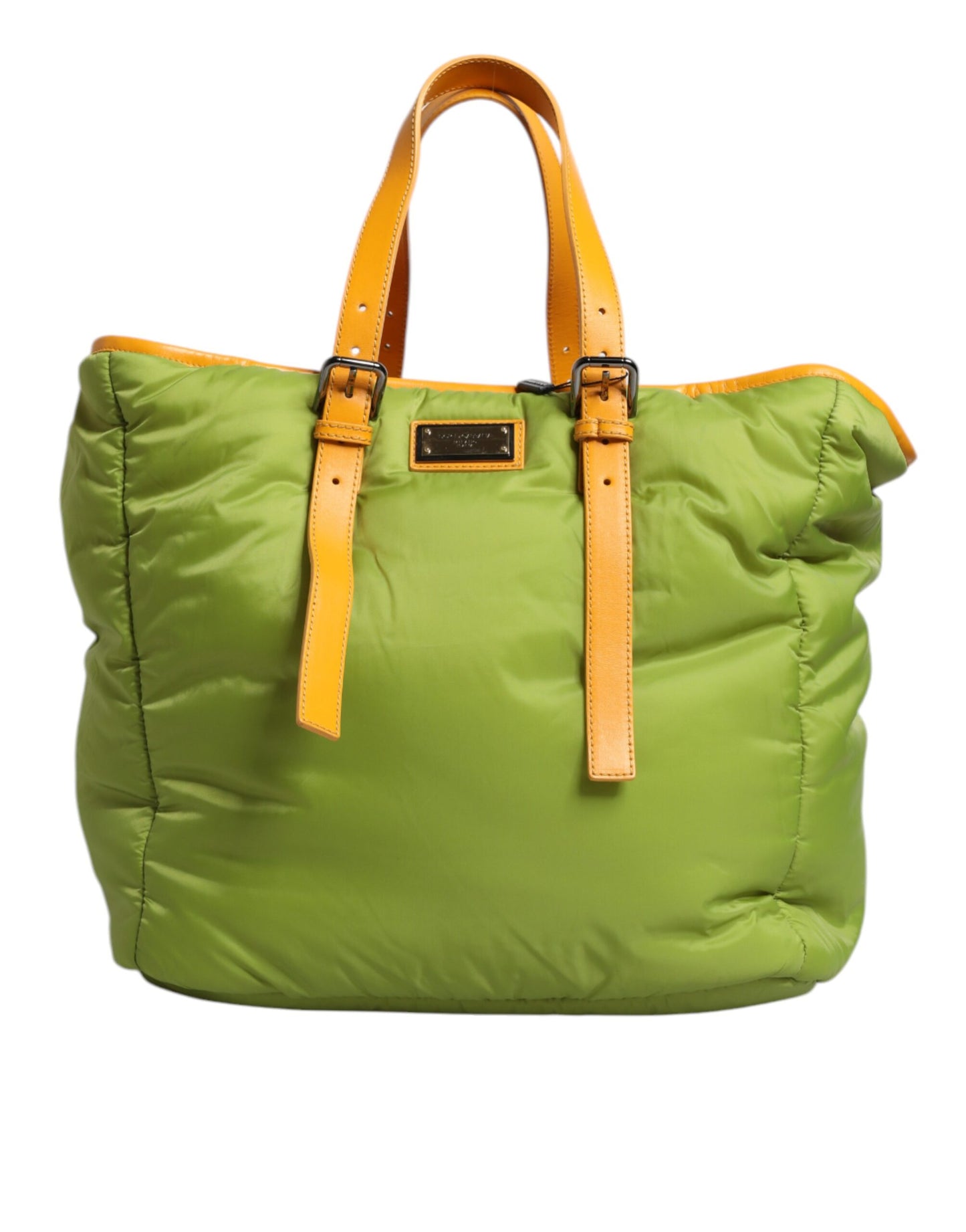 Sac fourre-tout à bandoulière en nylon vert rembourré avec plaque logo Dolce & Gabbana