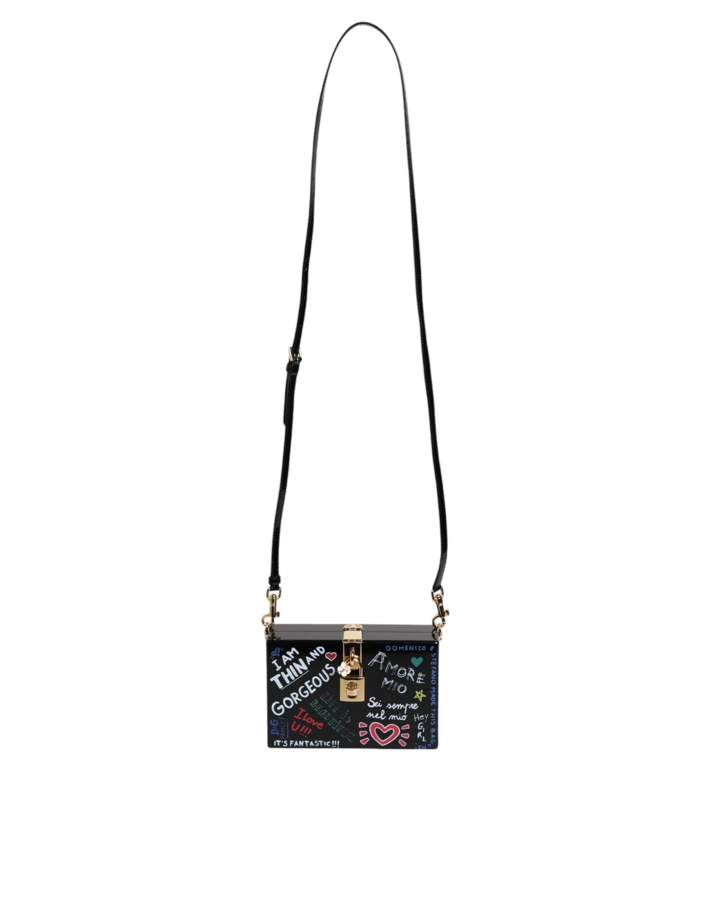 Sac bandoulière pochette imprimé graffiti noir Dolce & Gabbana