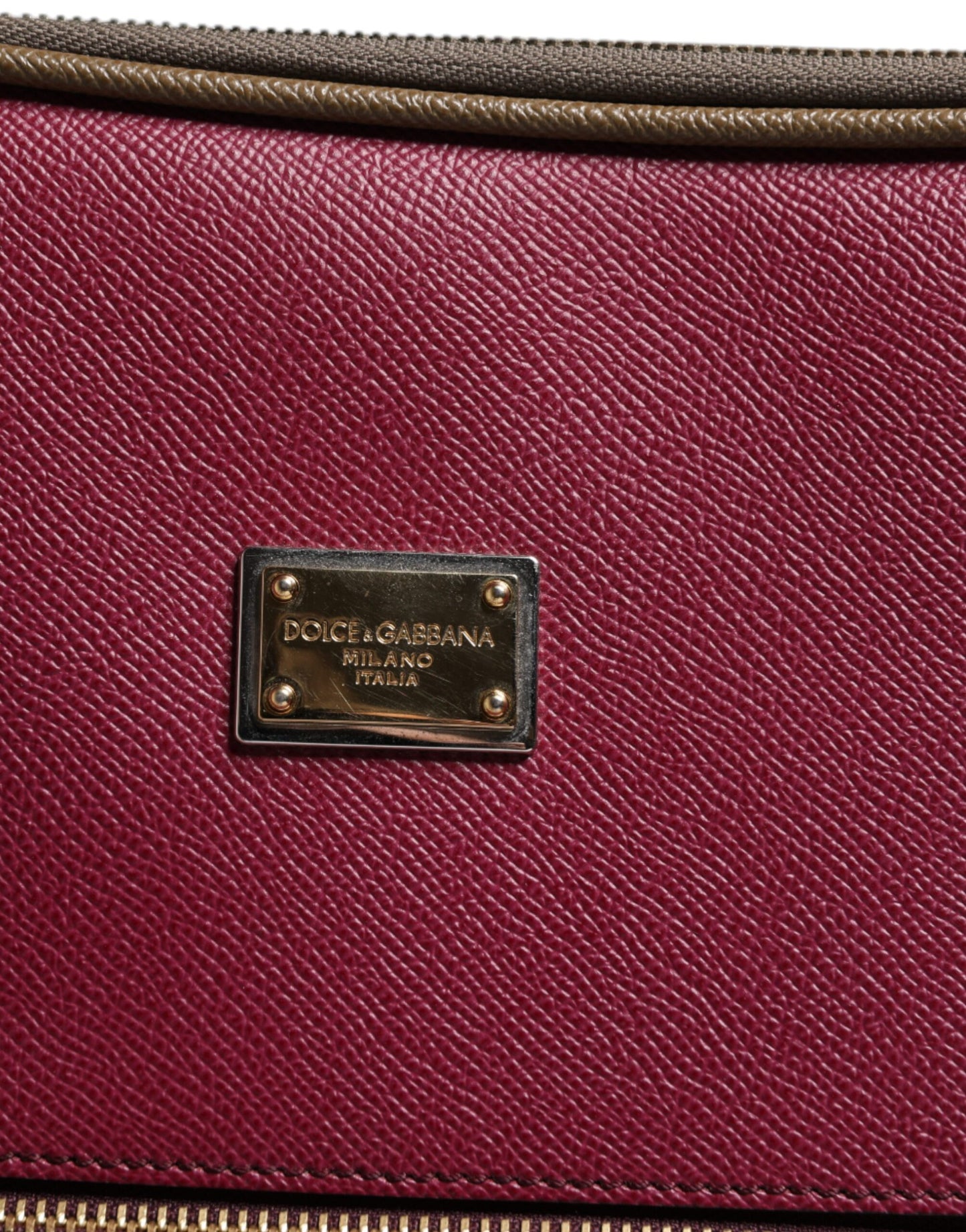 Valise de voyage à roulettes Dolce & Gabbana en cuir fuchsia kaki