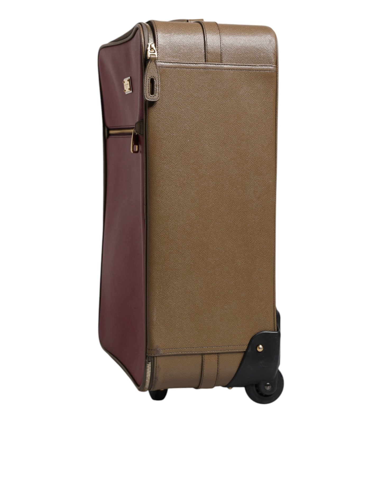 Valise de voyage à roulettes Dolce & Gabbana en cuir fuchsia kaki