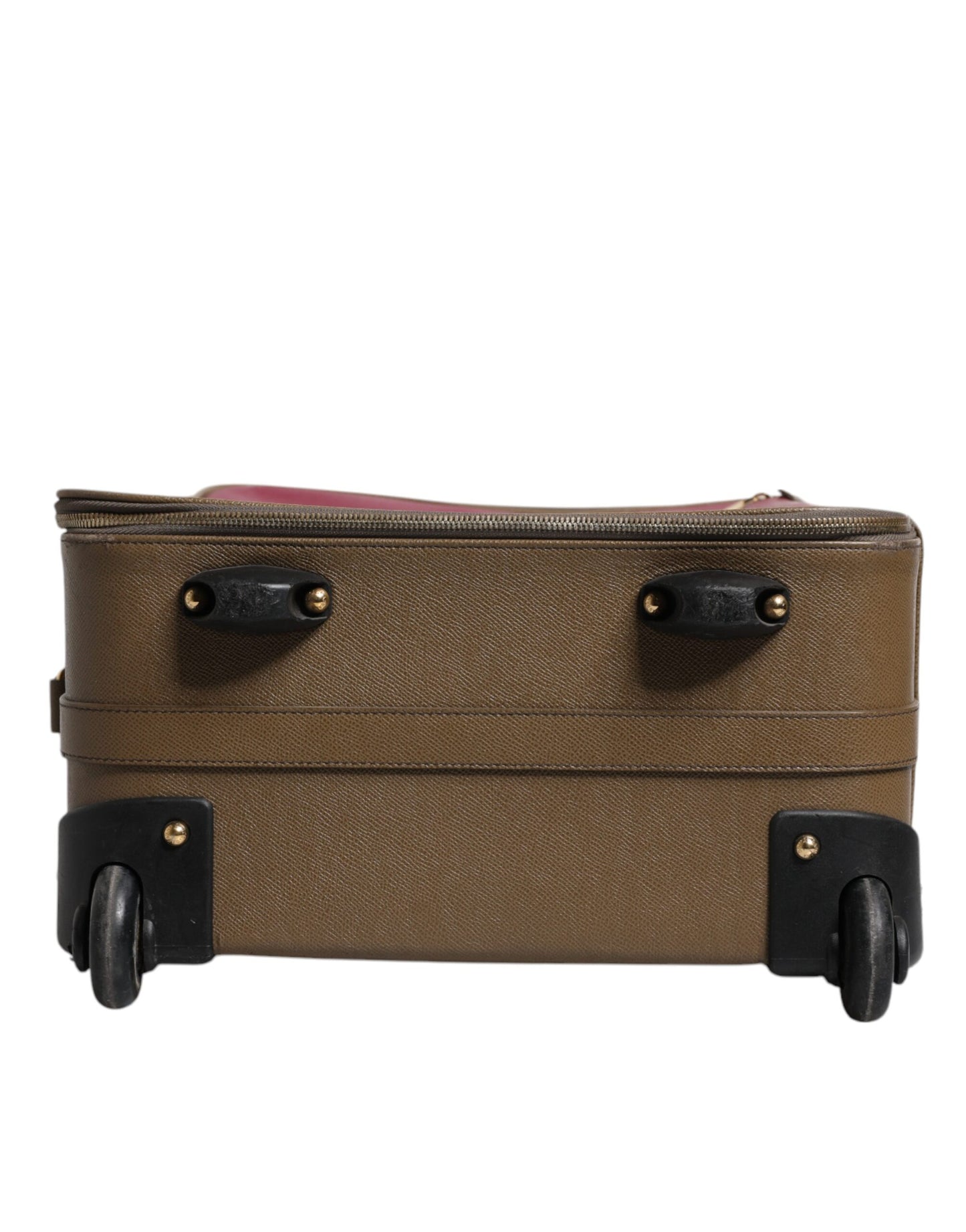 Valise de voyage à roulettes Dolce & Gabbana en cuir fuchsia kaki