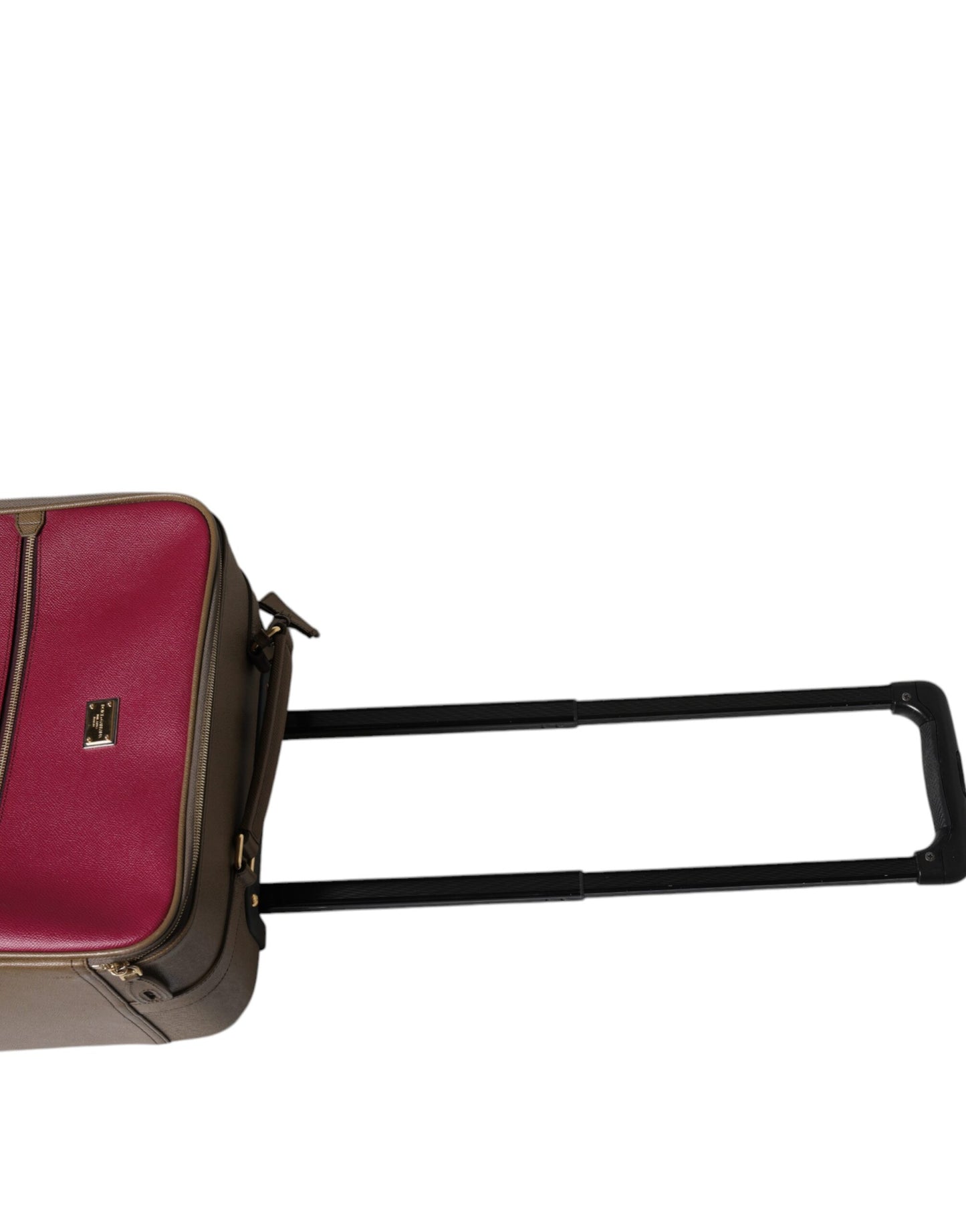 Valise de voyage à roulettes Dolce & Gabbana en cuir fuchsia kaki