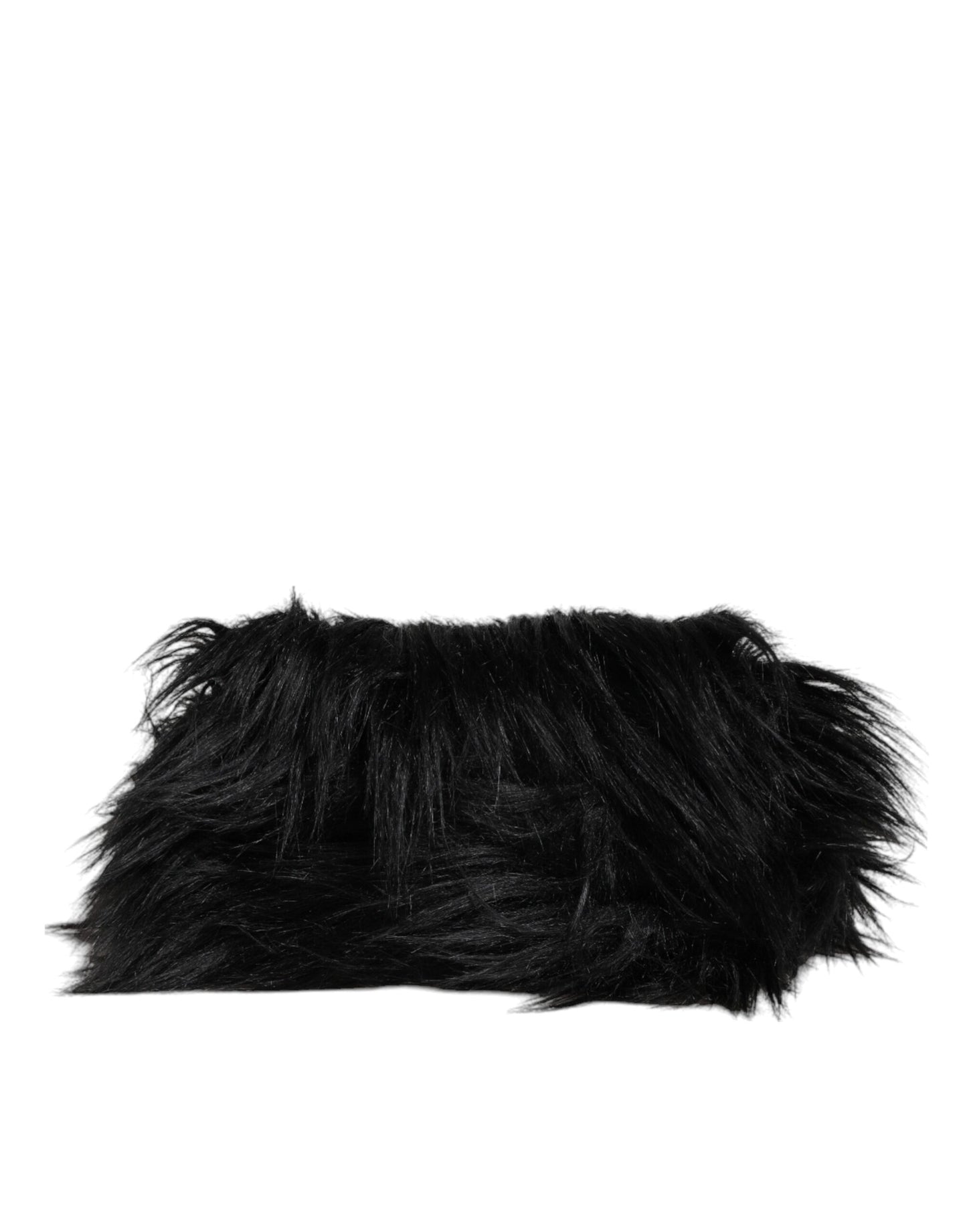 Sac à bandoulière à double poignée avec plaque logo en fourrure noire Dolce & Gabbana
