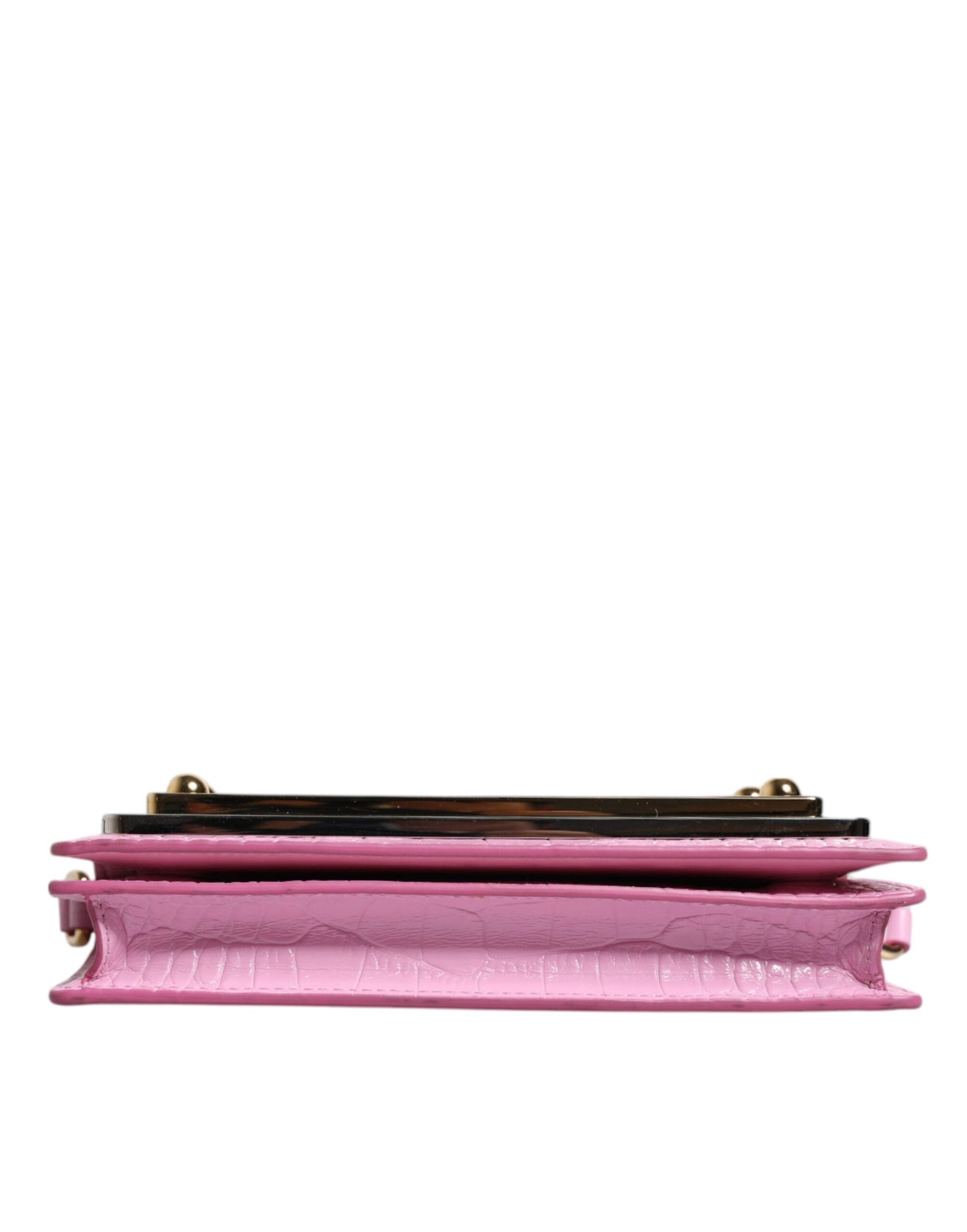 Sac bandoulière Dolce & Gabbana en cuir exotique rose avec plaque logo