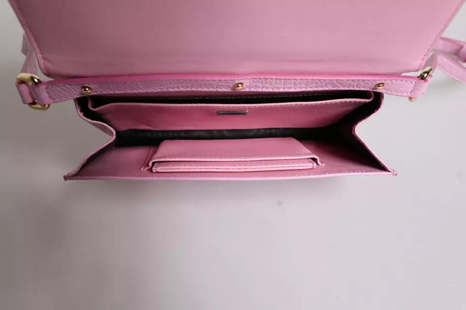 Sac bandoulière Dolce & Gabbana en cuir exotique rose avec plaque logo