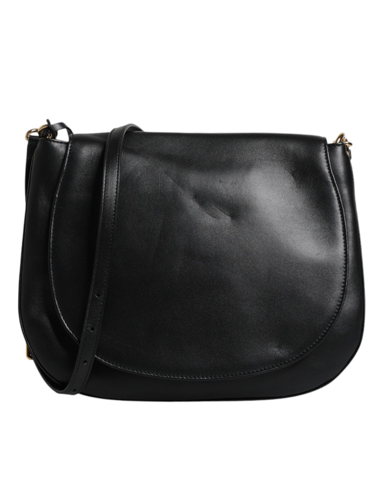 Sac bandoulière à rabat en cuir noir Dolce & Gabbana