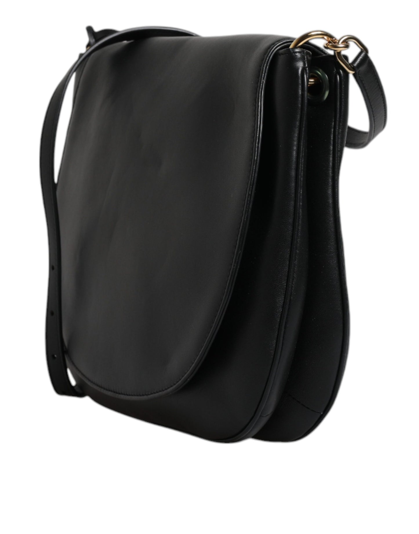 Sac bandoulière à rabat en cuir noir Dolce & Gabbana