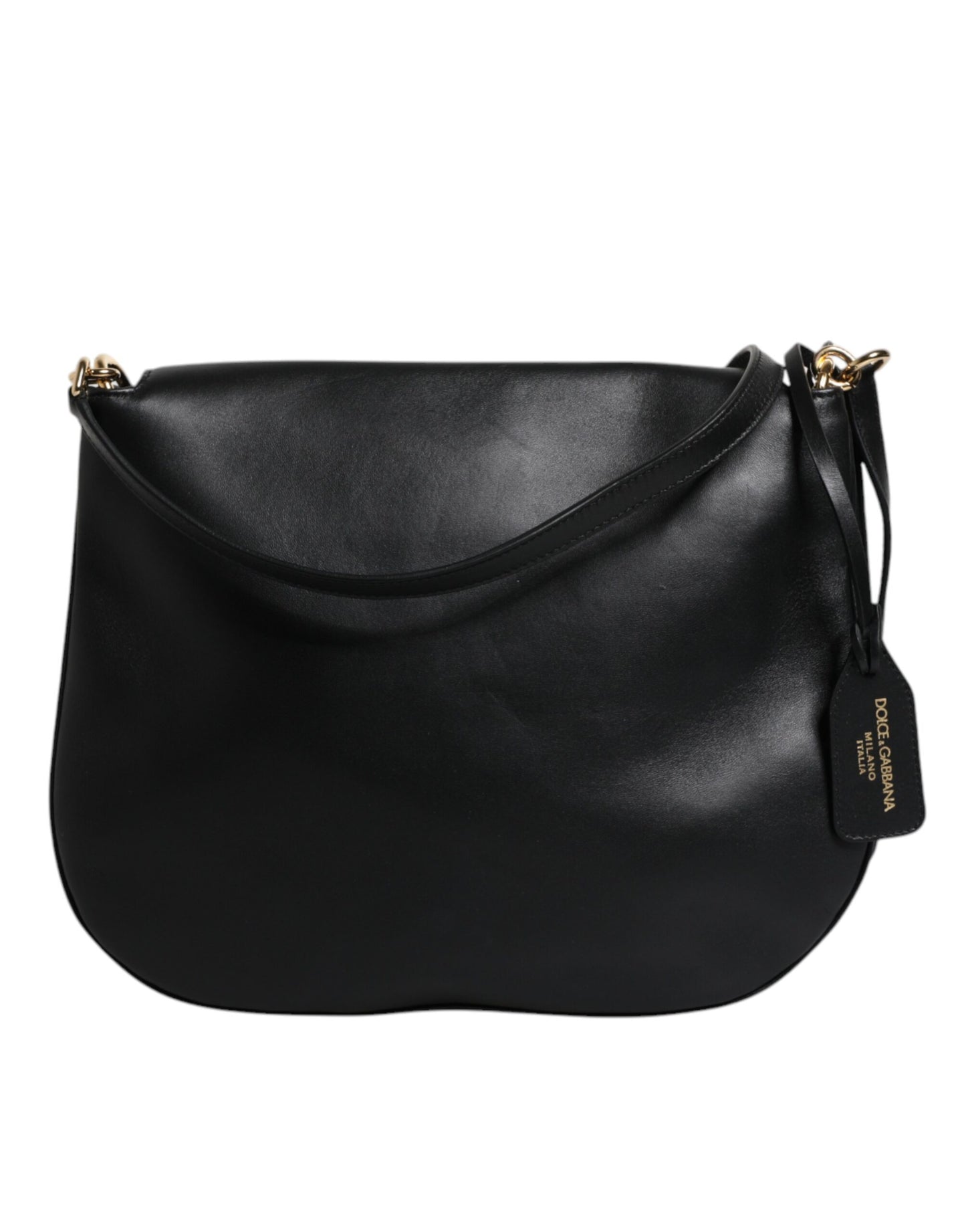Sac bandoulière à rabat en cuir noir Dolce & Gabbana