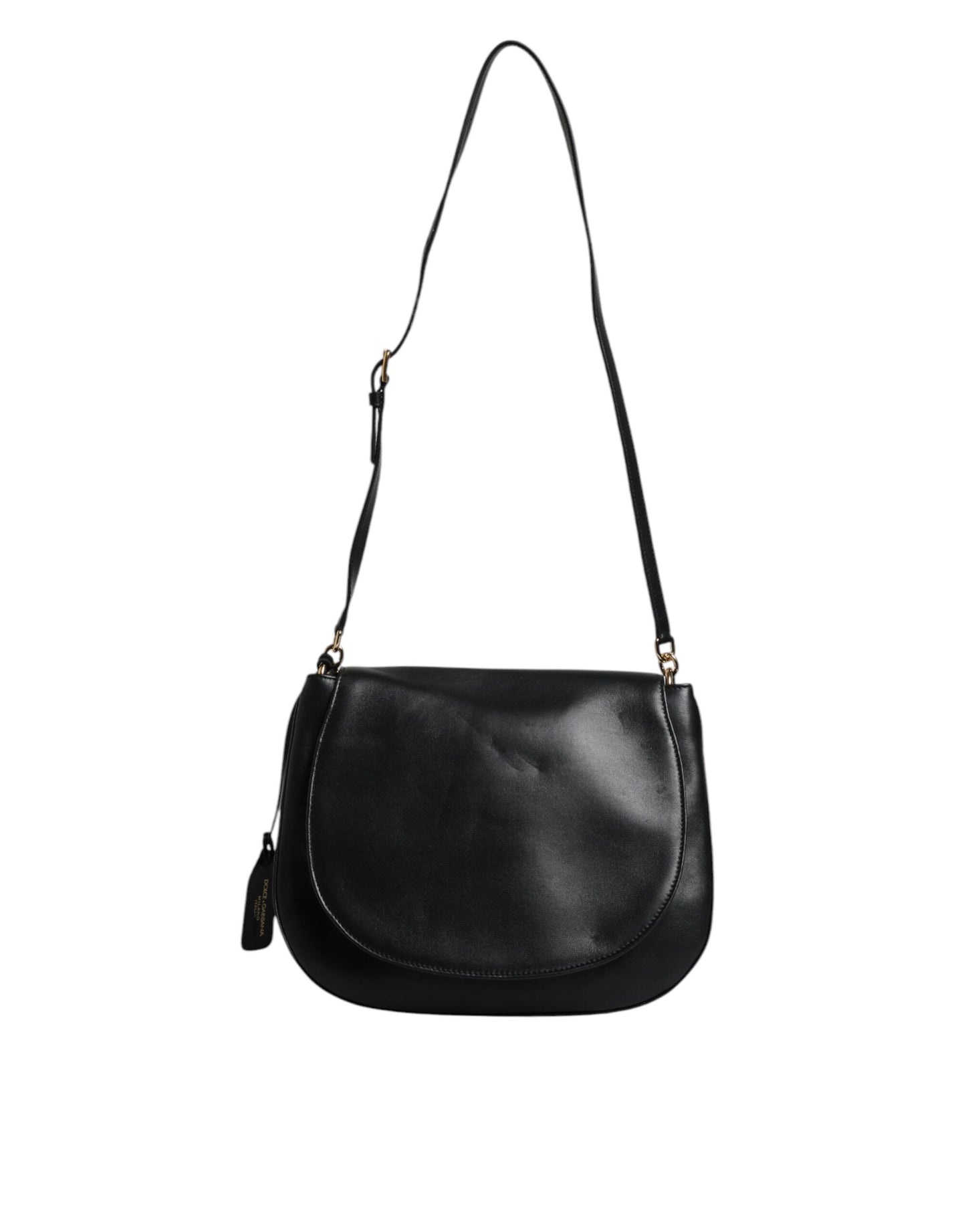 Sac bandoulière à rabat en cuir noir Dolce & Gabbana