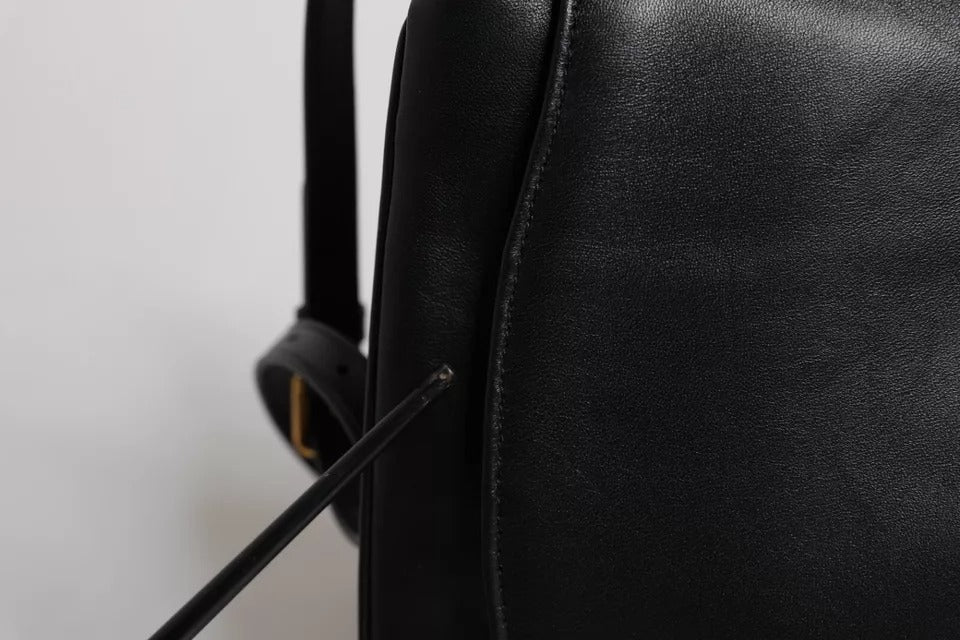 Sac bandoulière à rabat en cuir noir Dolce & Gabbana
