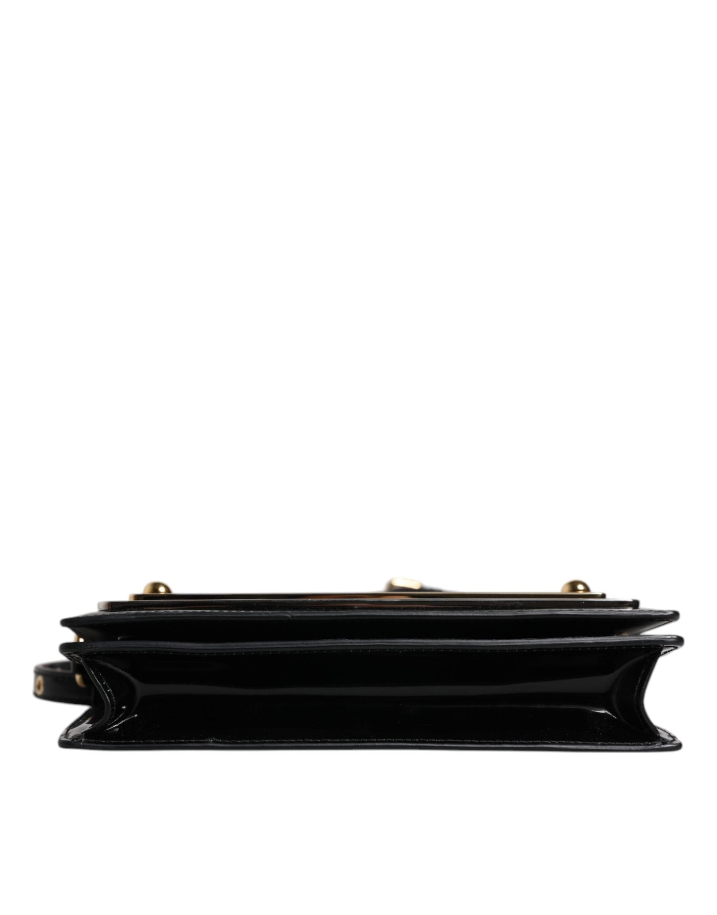 Sac bandoulière Dolce & Gabbana en cuir verni noir avec plaque logo