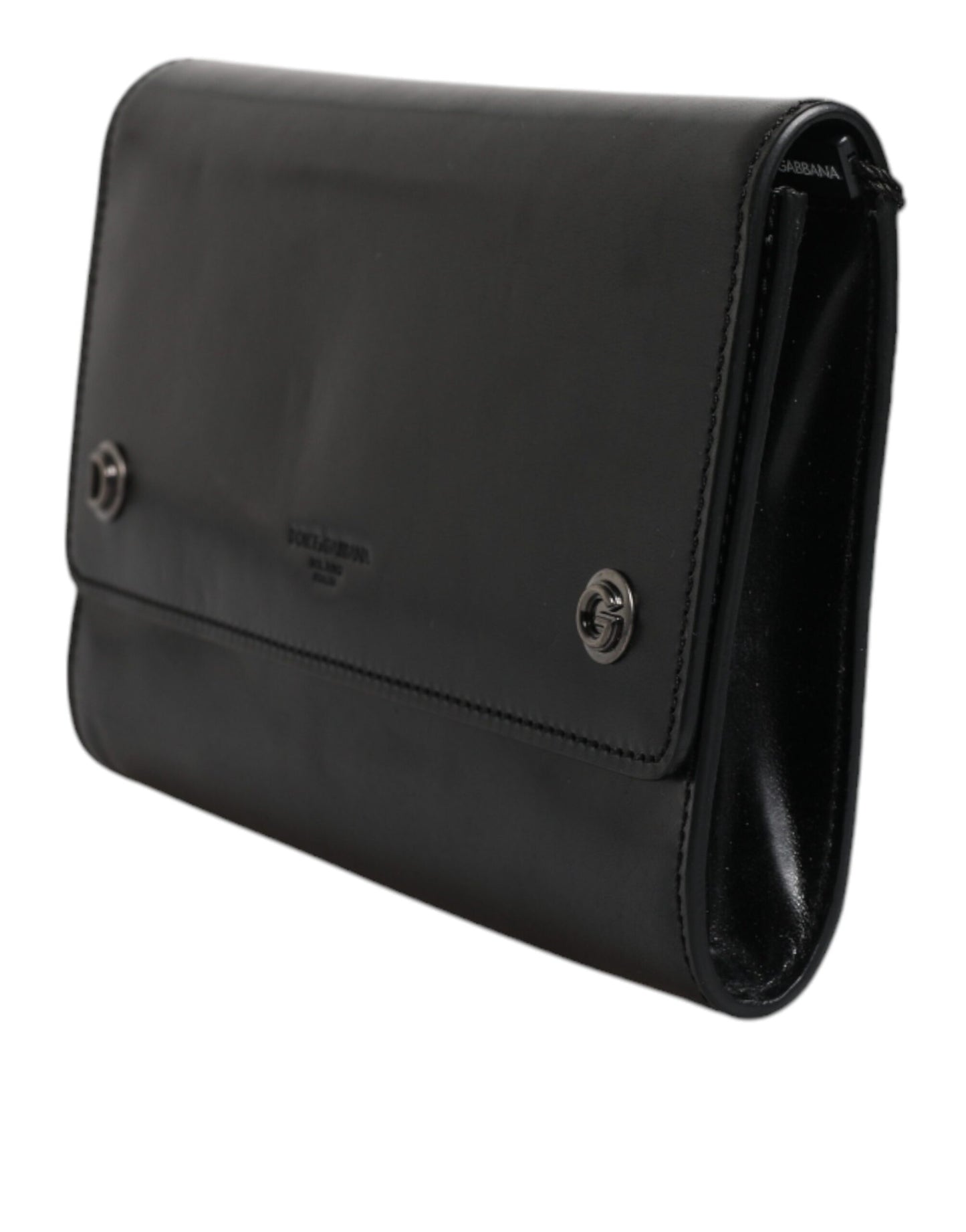 Sac bandoulière Dolce & Gabbana en cuir noir avec logo en relief