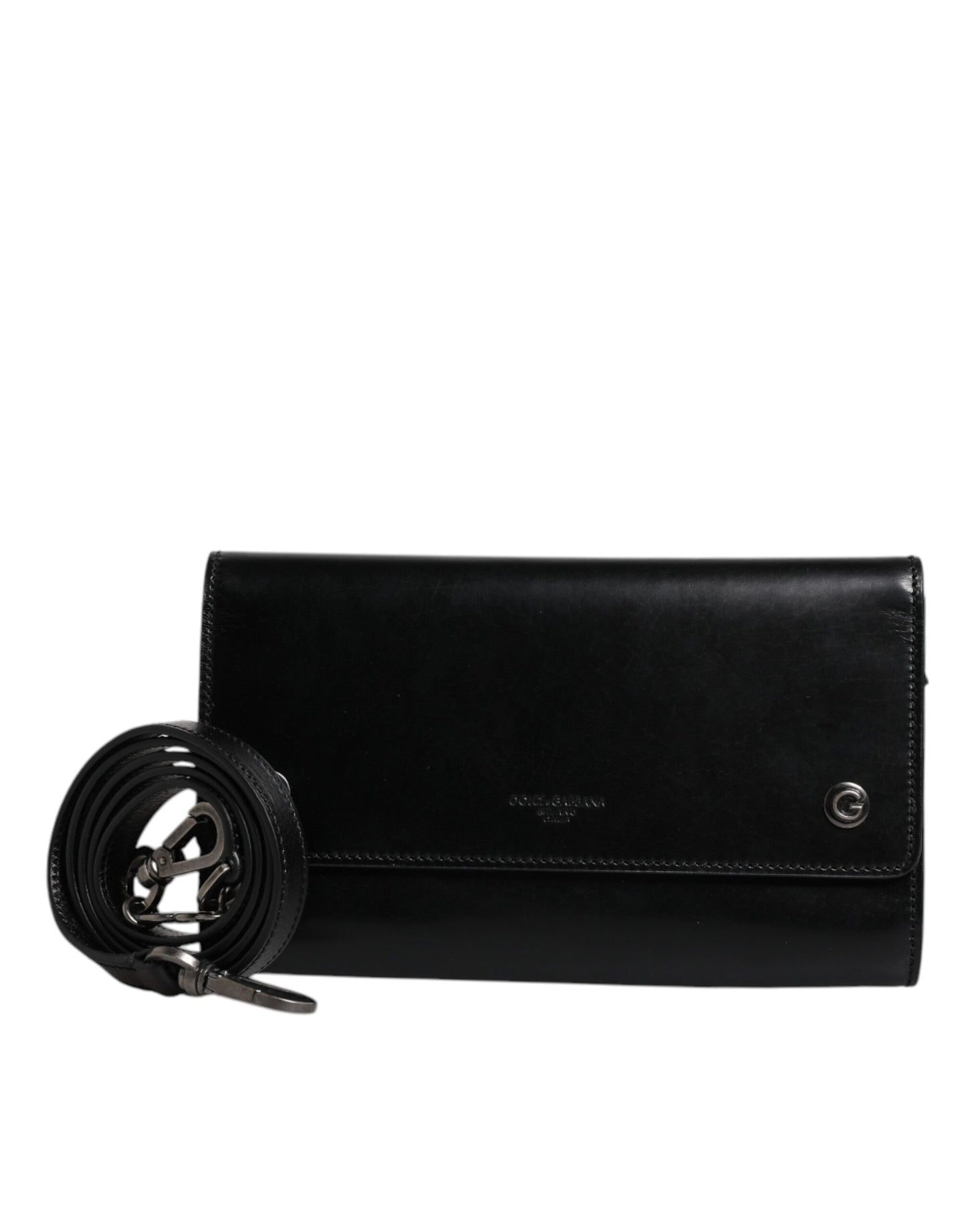 Sac bandoulière Dolce & Gabbana en cuir noir avec logo en relief