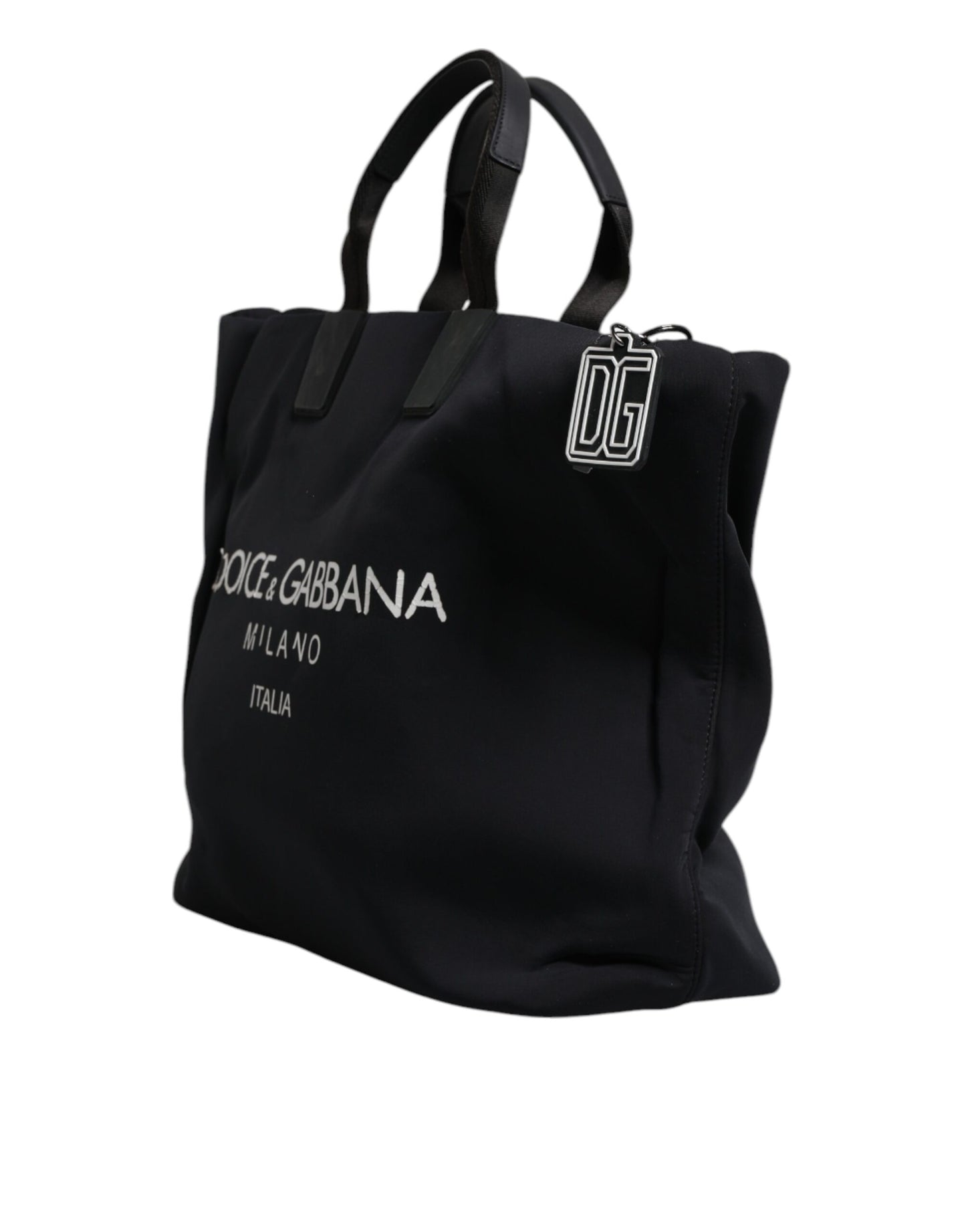 Sac fourre-tout en toile noire Dolce & Gabbana avec logo DG pour femme