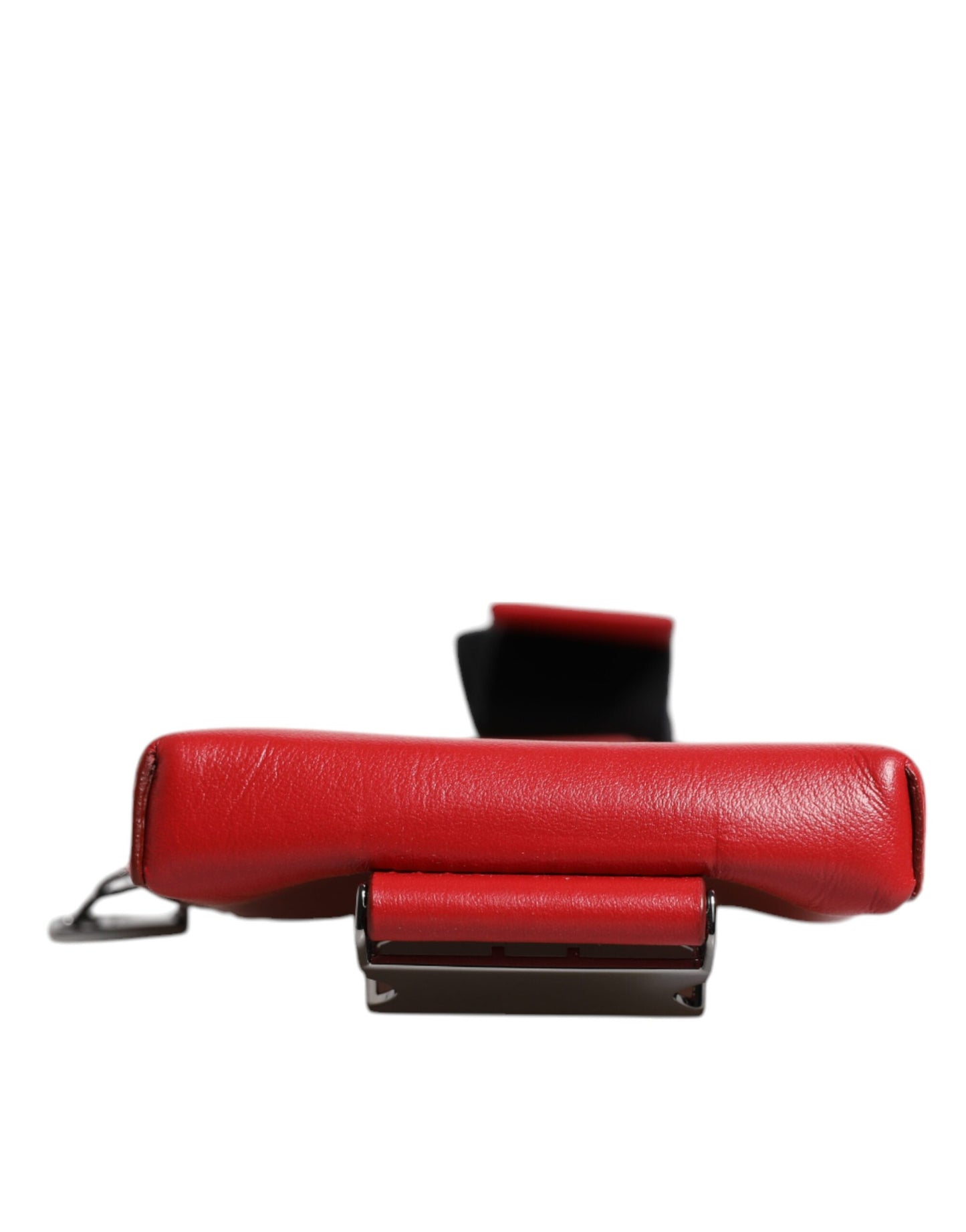 Porte-cartes zippé en cuir rouge Dolce & Gabbana avec logo et large bandoulière