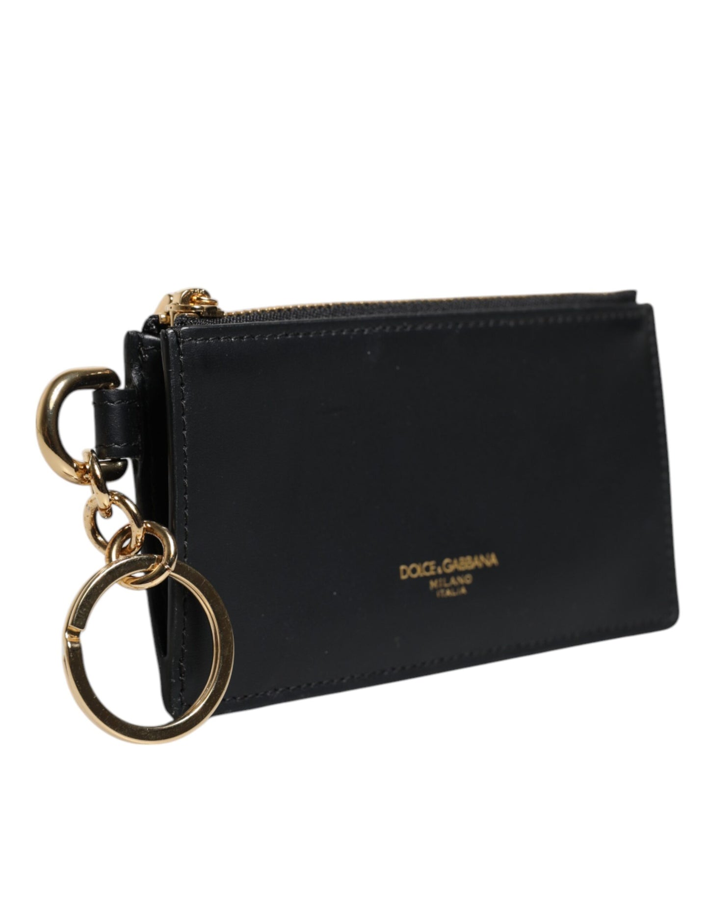 Portefeuille porte-cartes Dolce & Gabbana en cuir de veau noir avec logo DG