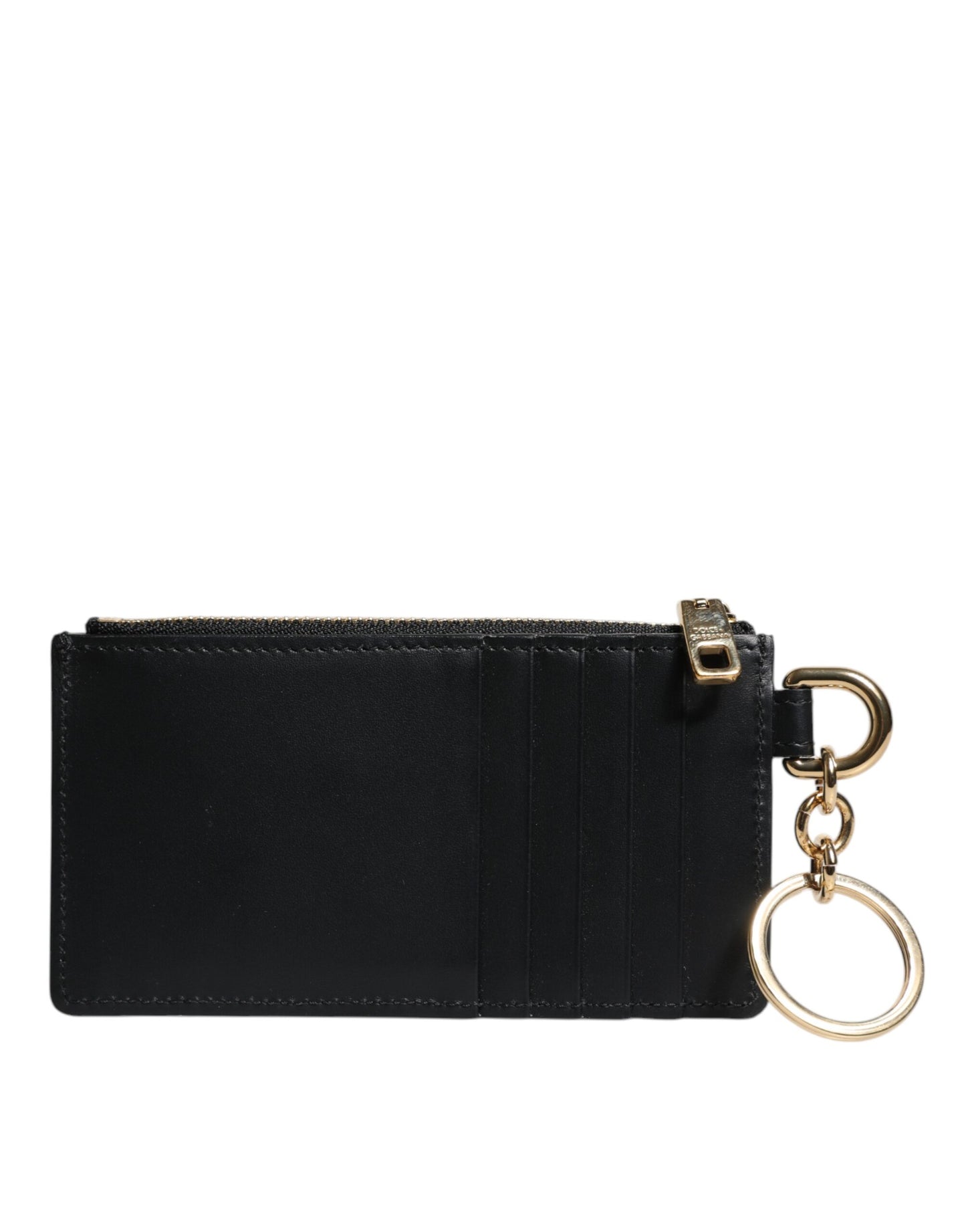 Portefeuille porte-cartes Dolce & Gabbana en cuir de veau noir avec logo DG