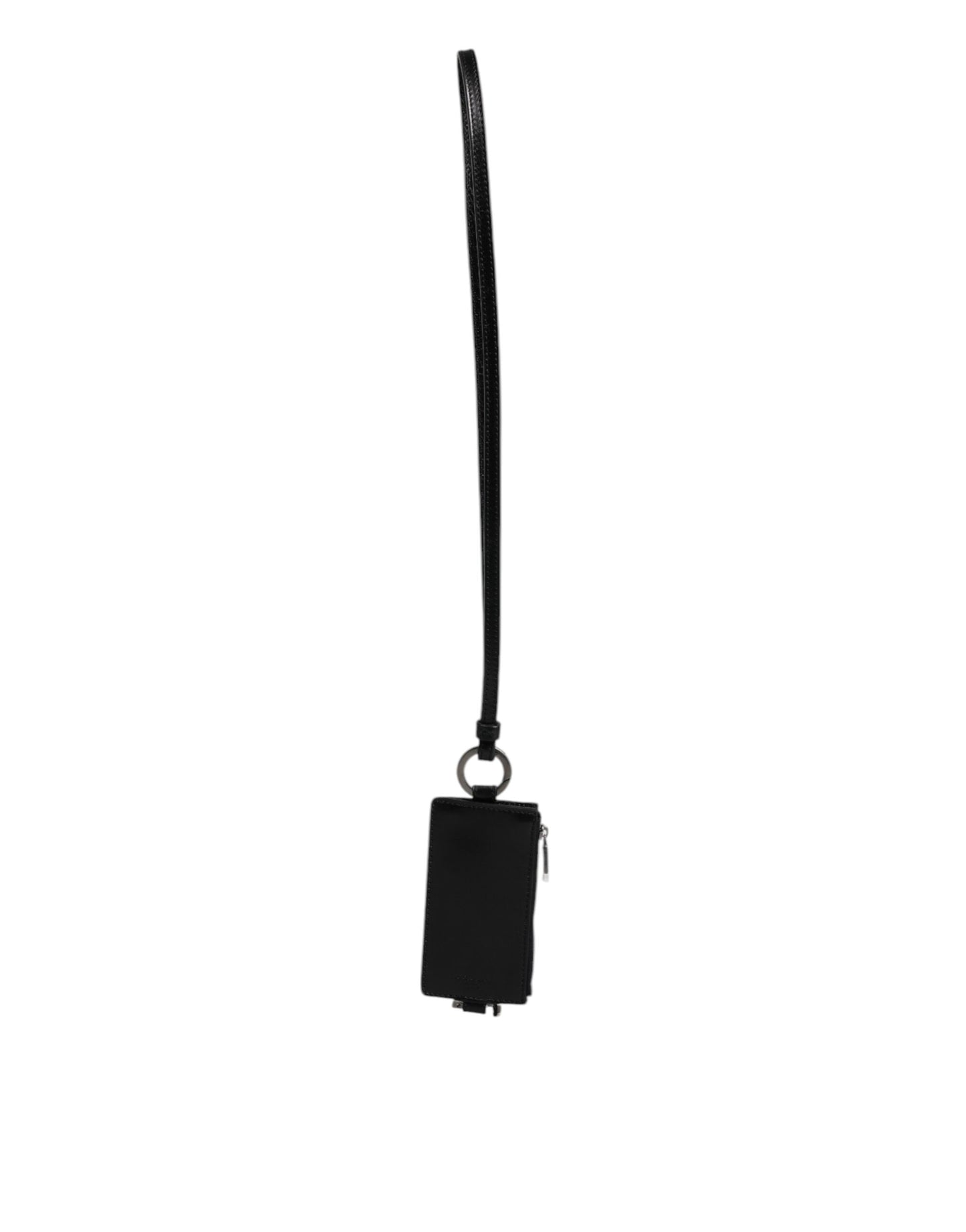 Portefeuille porte-cartes Dolce & Gabbana en cuir noir avec cordon et logo cheval