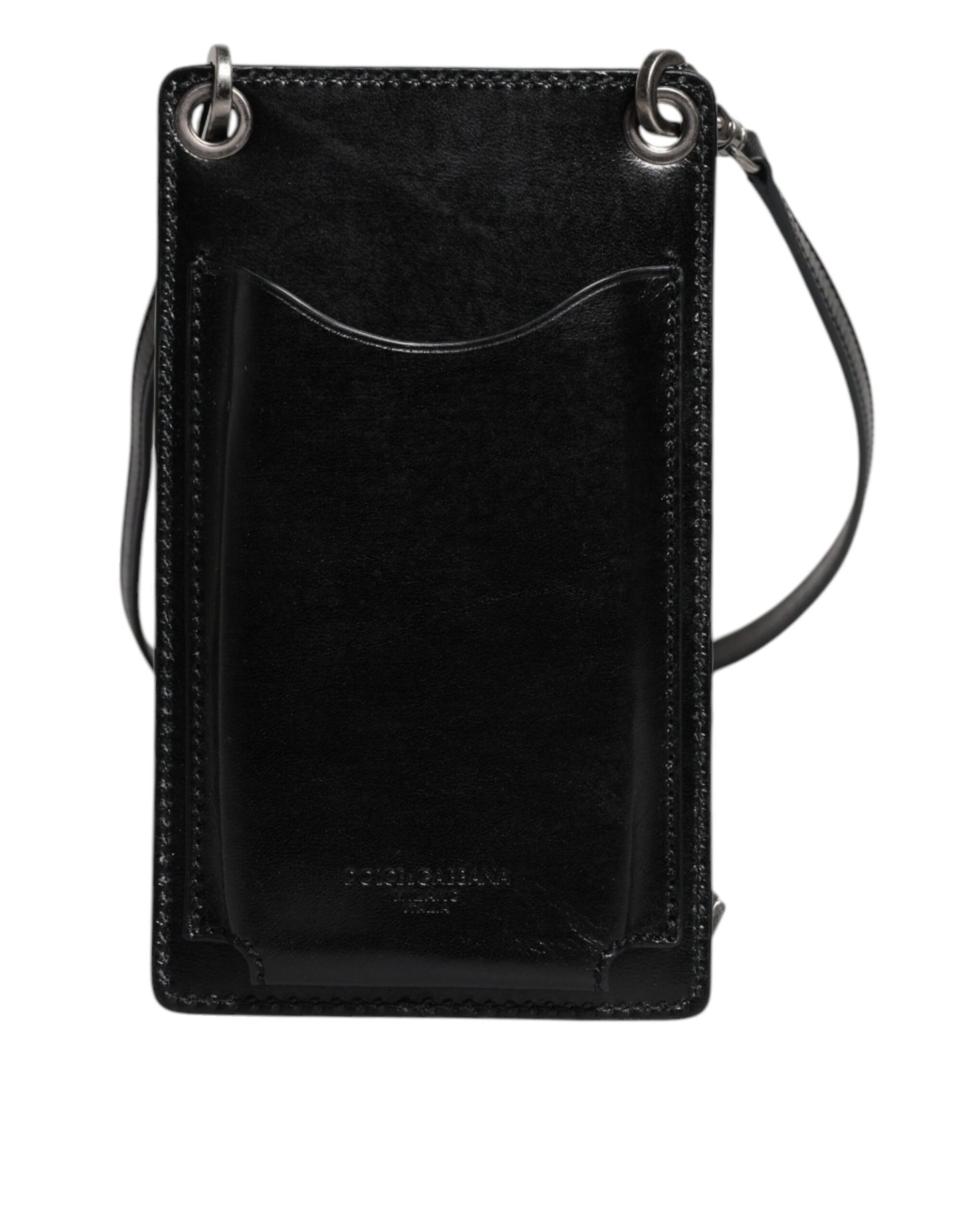 Portefeuille Dolce & Gabbana en cuir noir avec logo et fermeture éclair