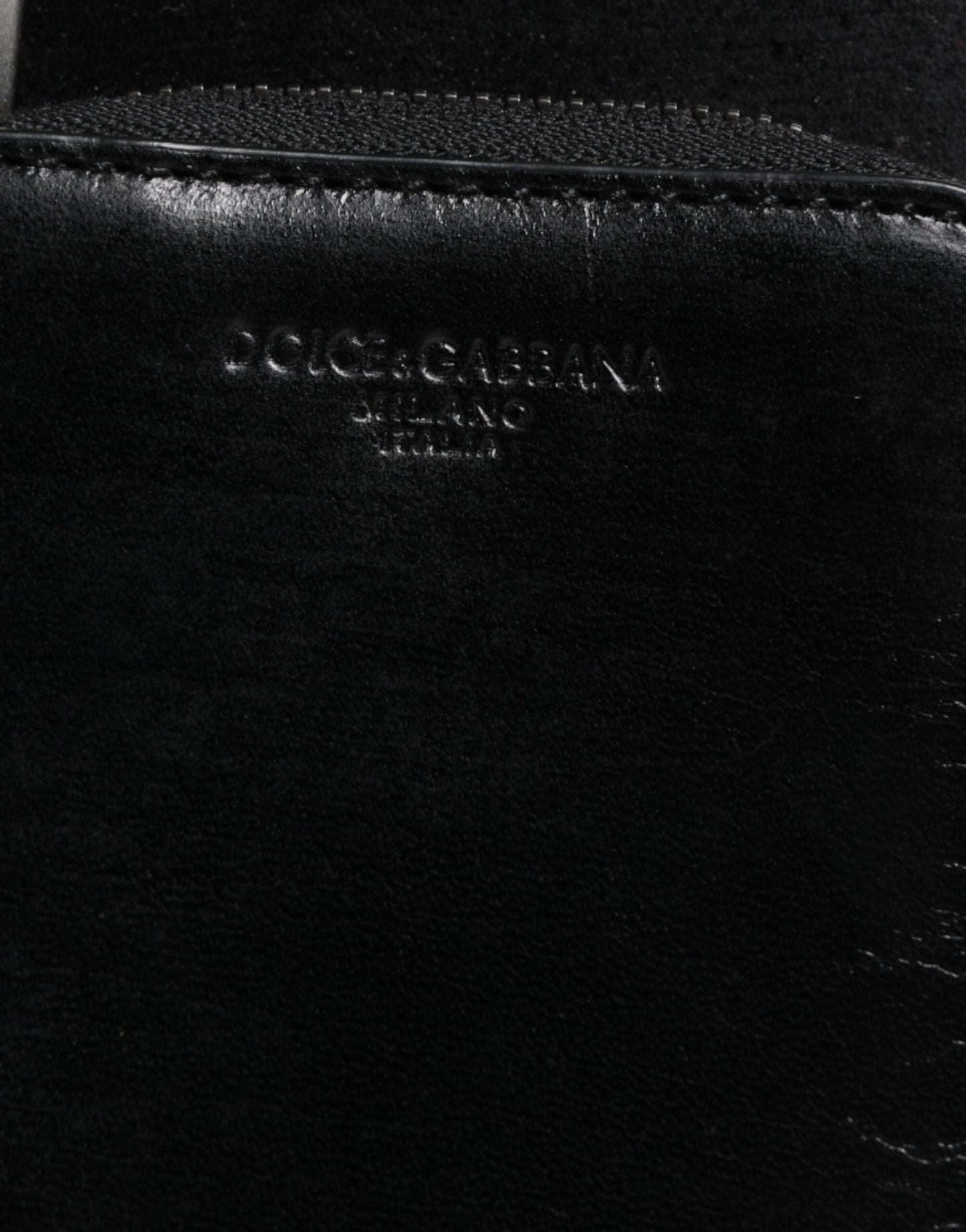 Portefeuille Dolce & Gabbana en cuir noir avec logo et fermeture éclair