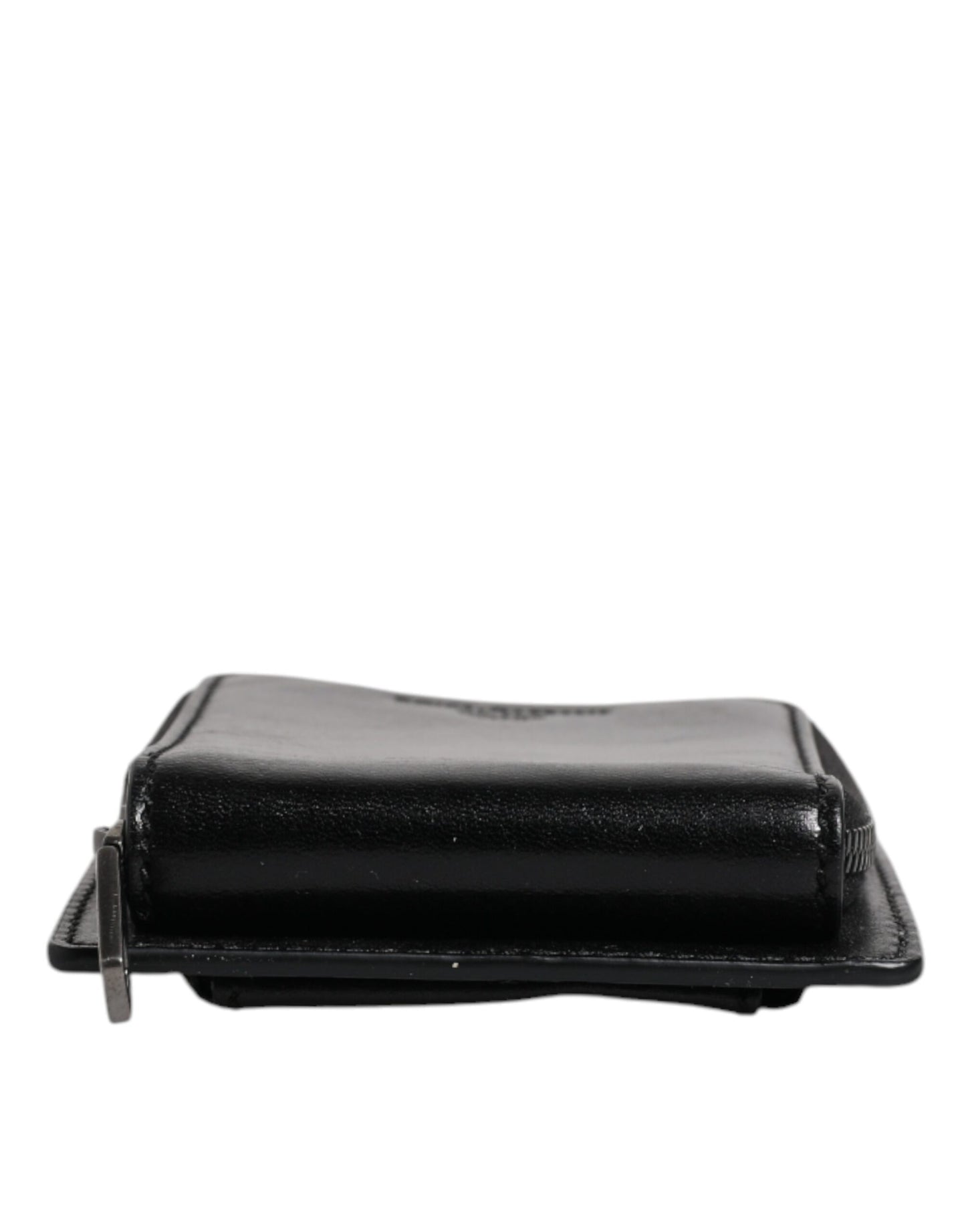 Portefeuille Dolce & Gabbana en cuir noir avec logo et fermeture éclair