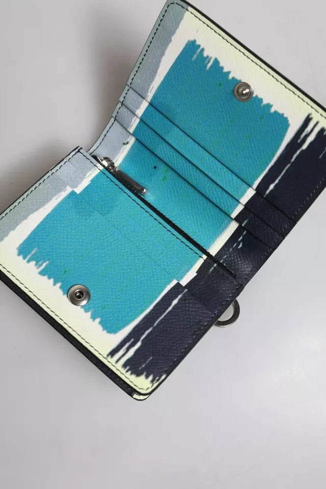 Portefeuille porte-cartes à deux volets en cuir multicolore Dolce & Gabbana avec logo DG