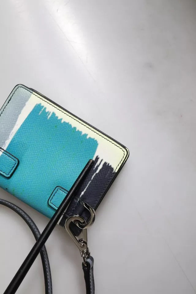 Portefeuille porte-cartes à deux volets en cuir multicolore Dolce & Gabbana avec logo DG