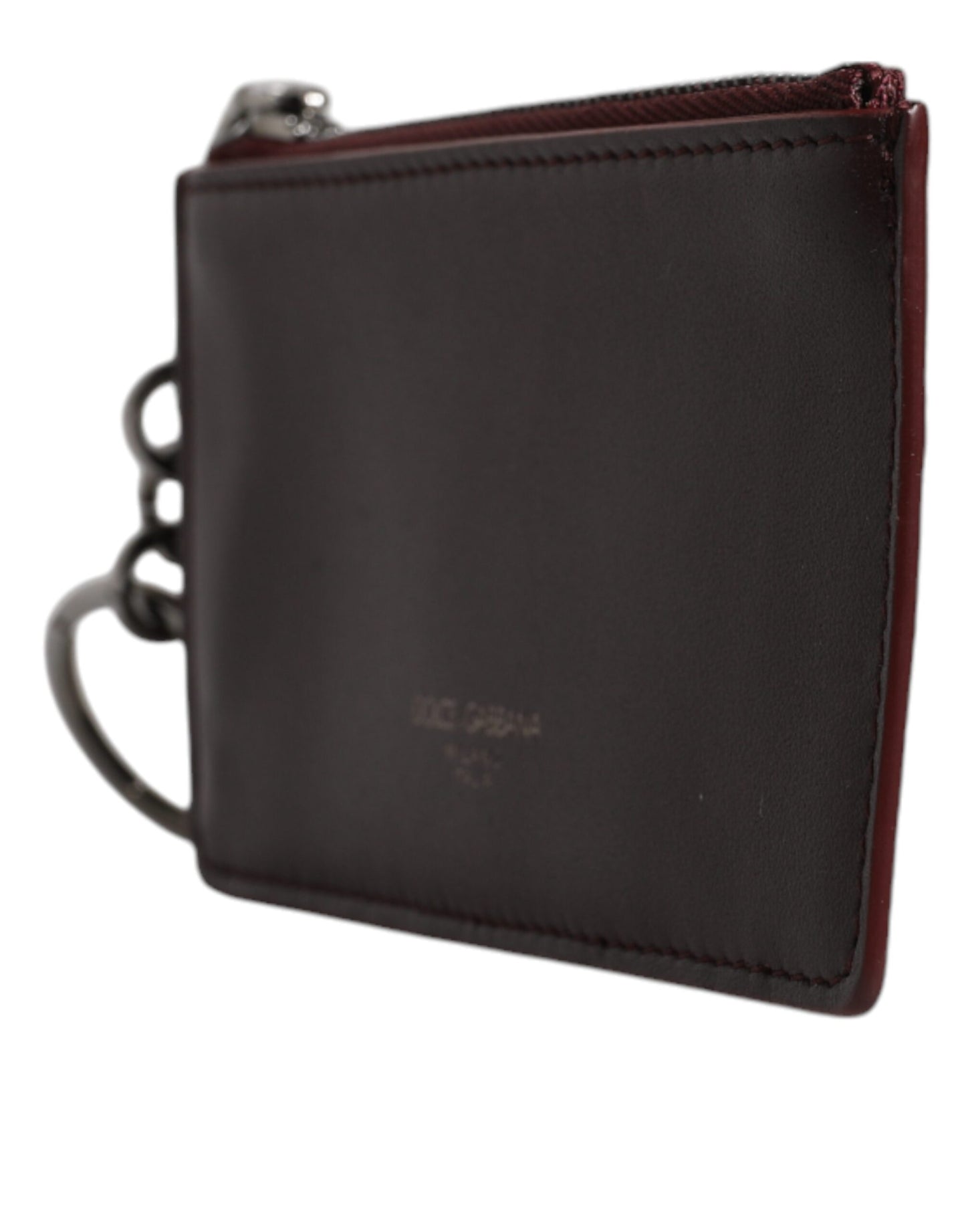 Portefeuille porte-cartes Dolce & Gabbana en cuir de veau marron avec logo DG