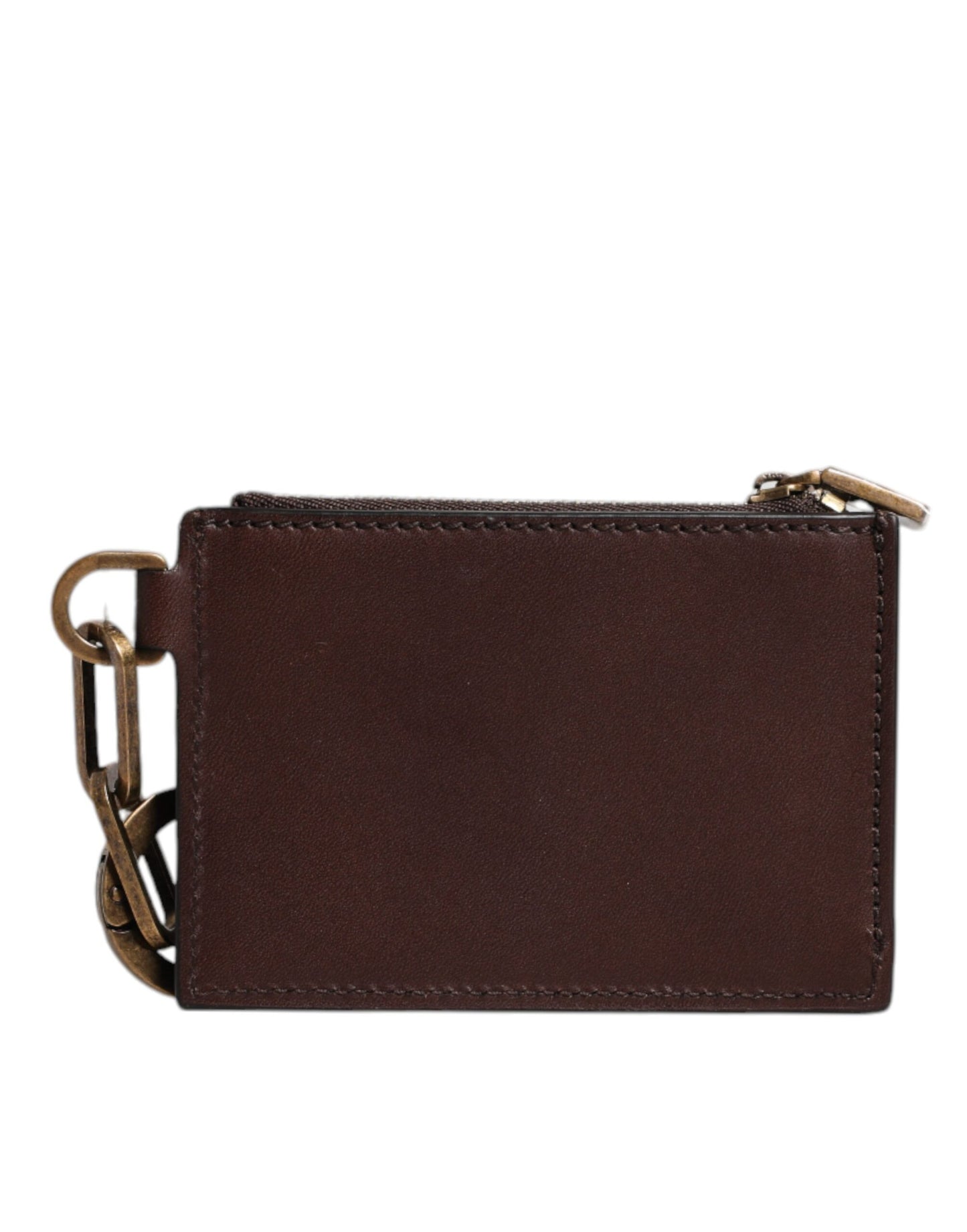 Porte-clés Dolce & Gabbana en cuir marron avec logo et fermeture éclair