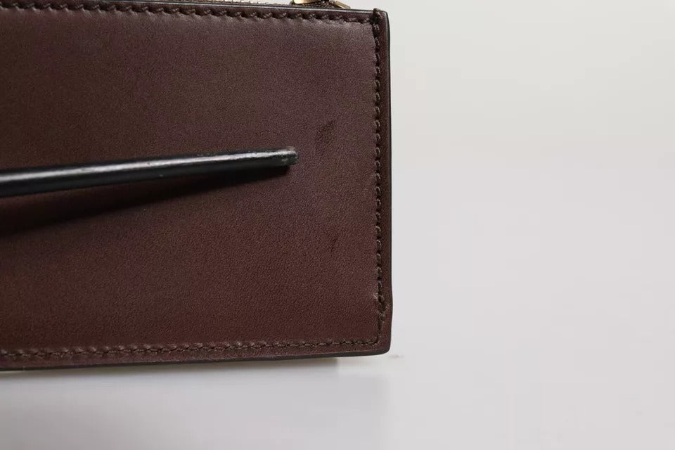 Porte-clés Dolce & Gabbana en cuir marron avec logo et fermeture éclair