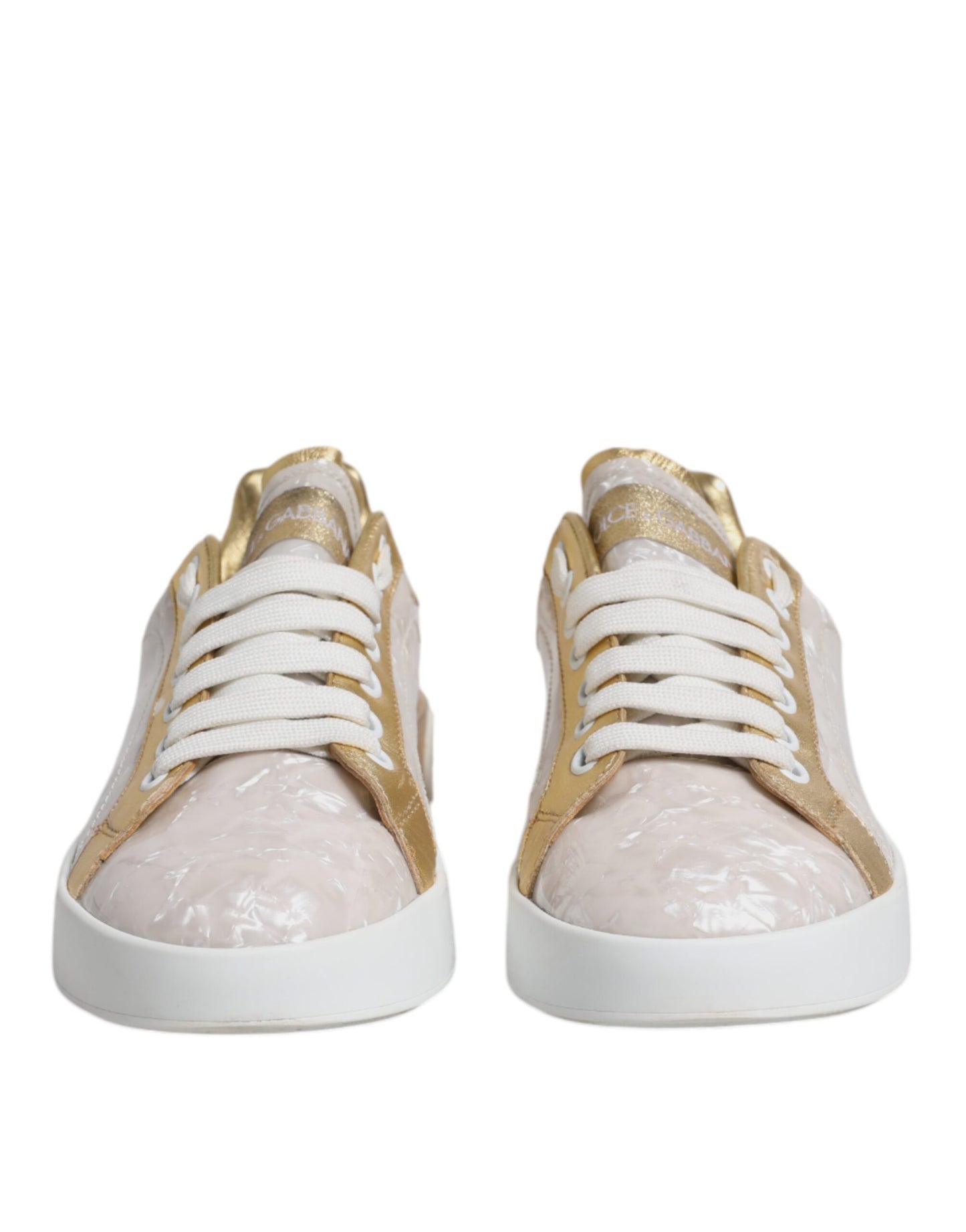 Dolce & Gabbana White Portofino Mother Of Pearl Sneakers Casual Shoes by Dolce & Gabbana