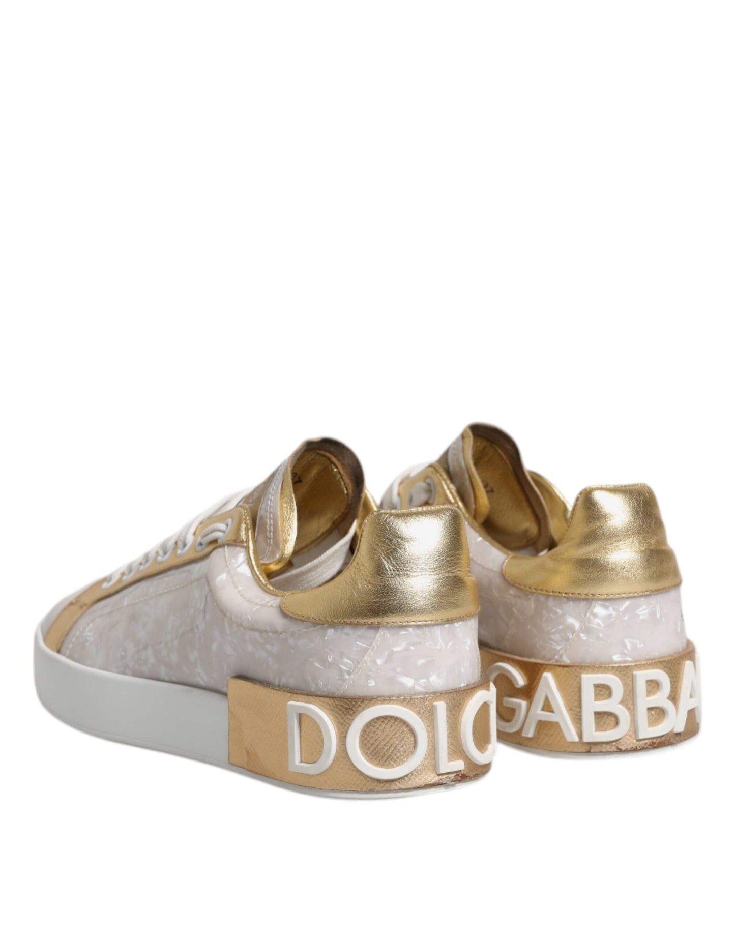 Dolce & Gabbana White Portofino Mother Of Pearl Sneakers Casual Shoes by Dolce & Gabbana