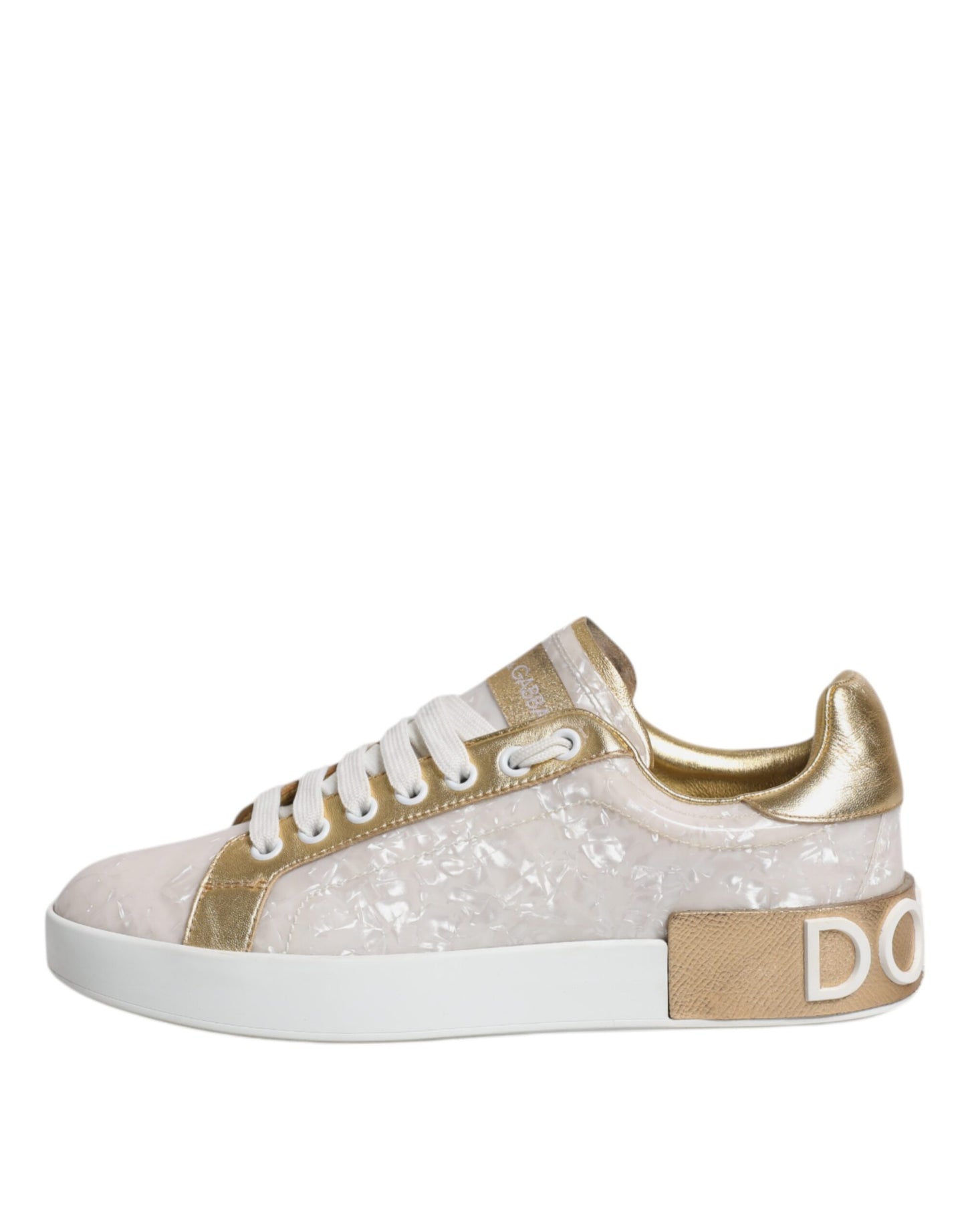Dolce & Gabbana White Portofino Mother Of Pearl Sneakers Casual Shoes by Dolce & Gabbana