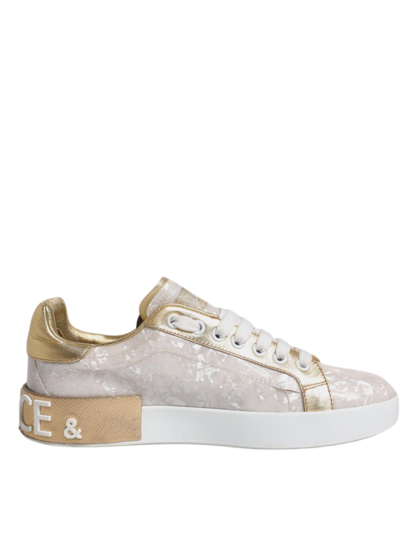 Dolce & Gabbana White Portofino Mother Of Pearl Sneakers Casual Shoes by Dolce & Gabbana