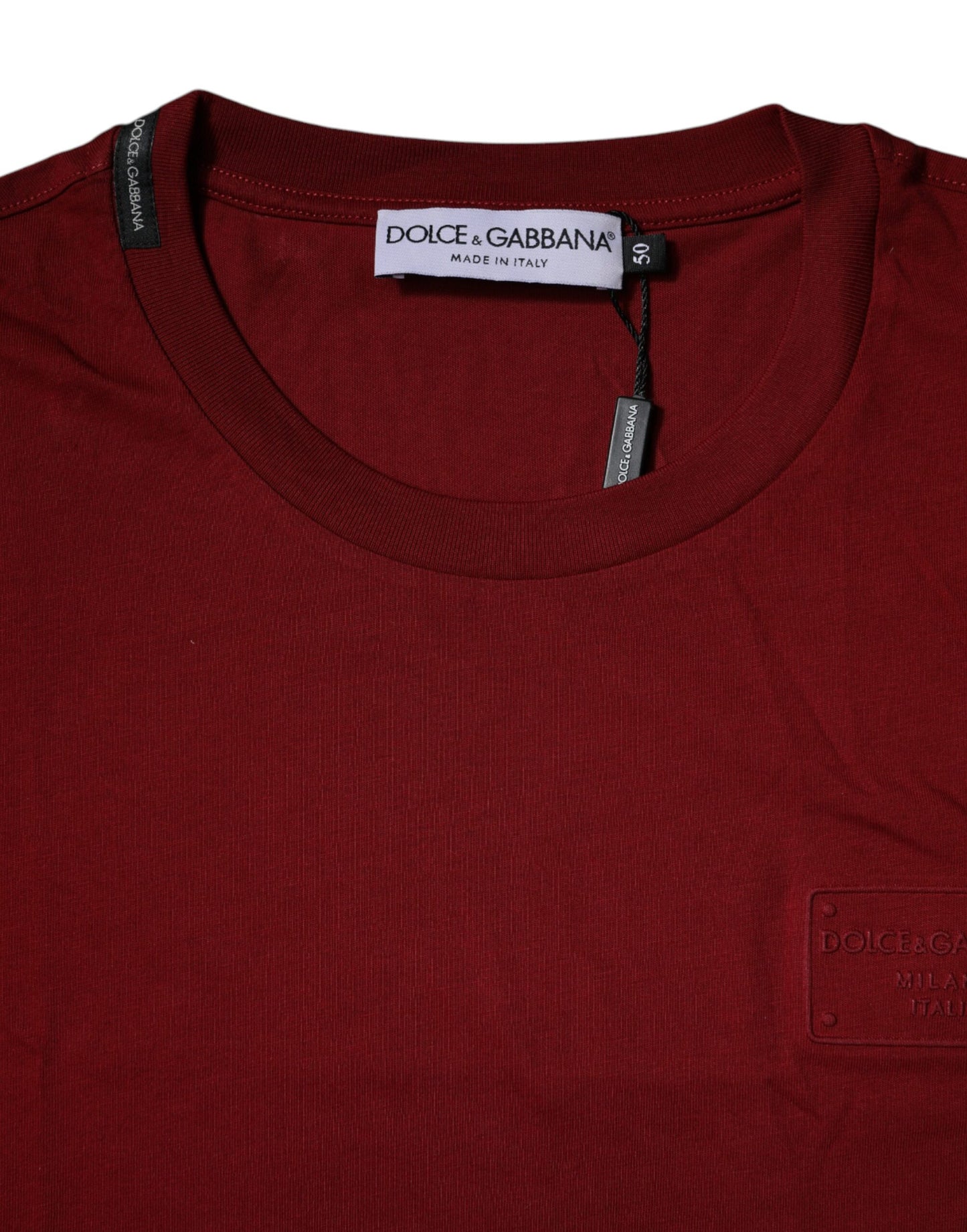 Dolce & Gabbana Maroon Logo Crew Neck Short Sleeves T-shirt by Dolce & Gabbana
