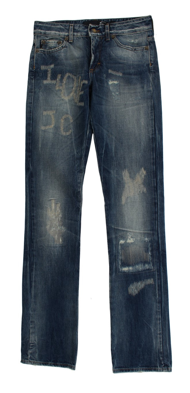 Jean Cavalli élégant en denim bleu coupe évasée