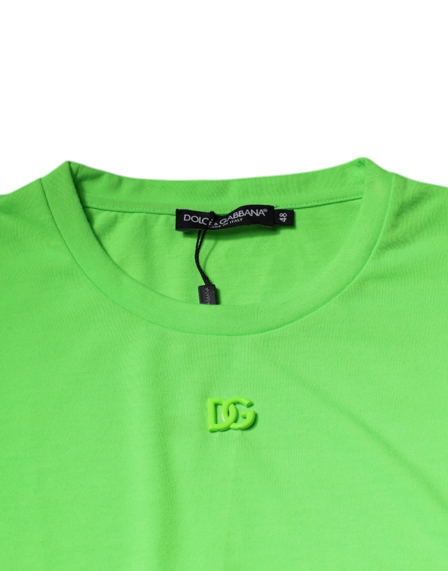 Dolce & Gabbana Green Logo Polyester Crew Neck T-shirt by Dolce & Gabbana