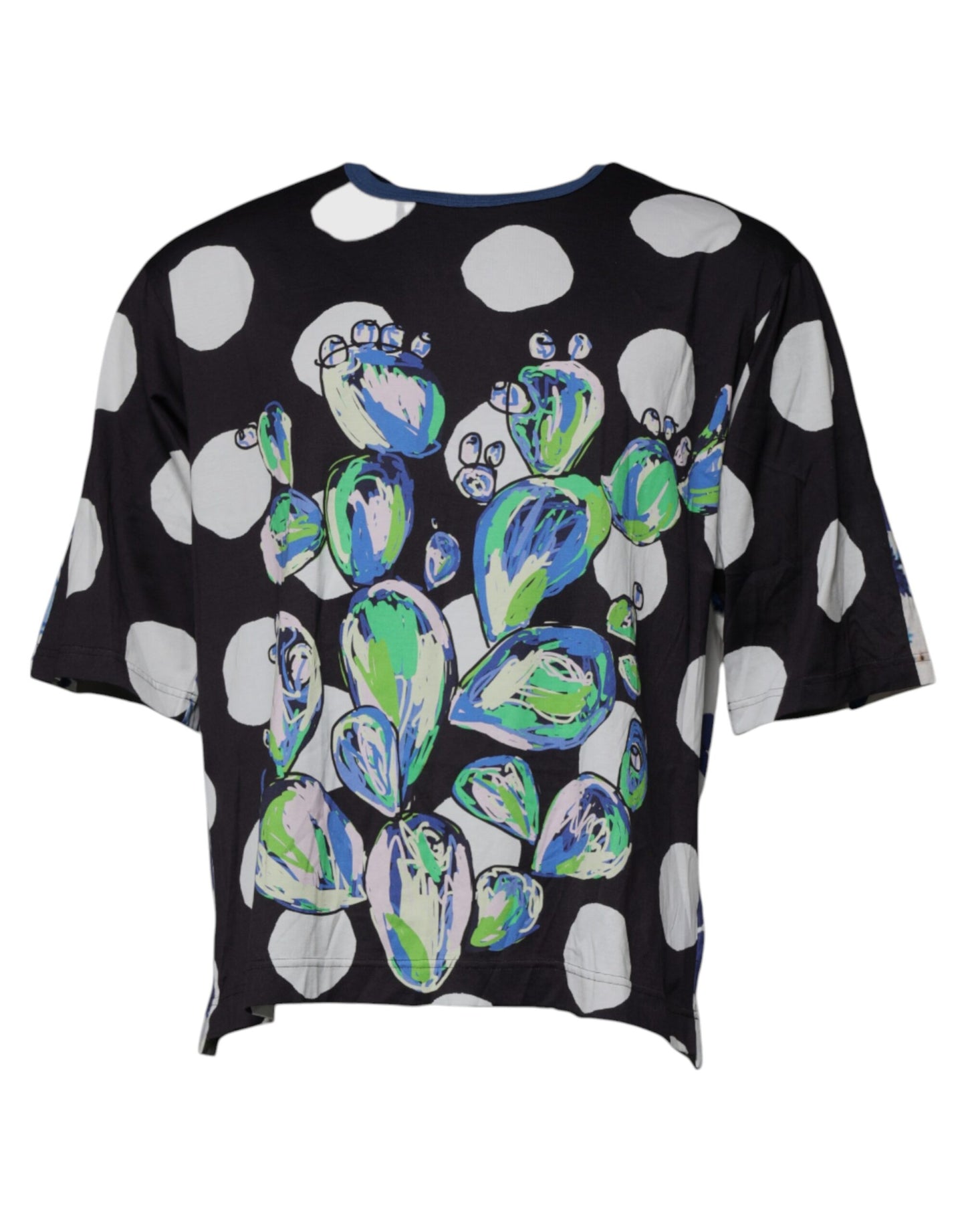 Dolce & Gabbana Black White Printed Cotton Crew Neck T-shirt by Dolce & Gabbana