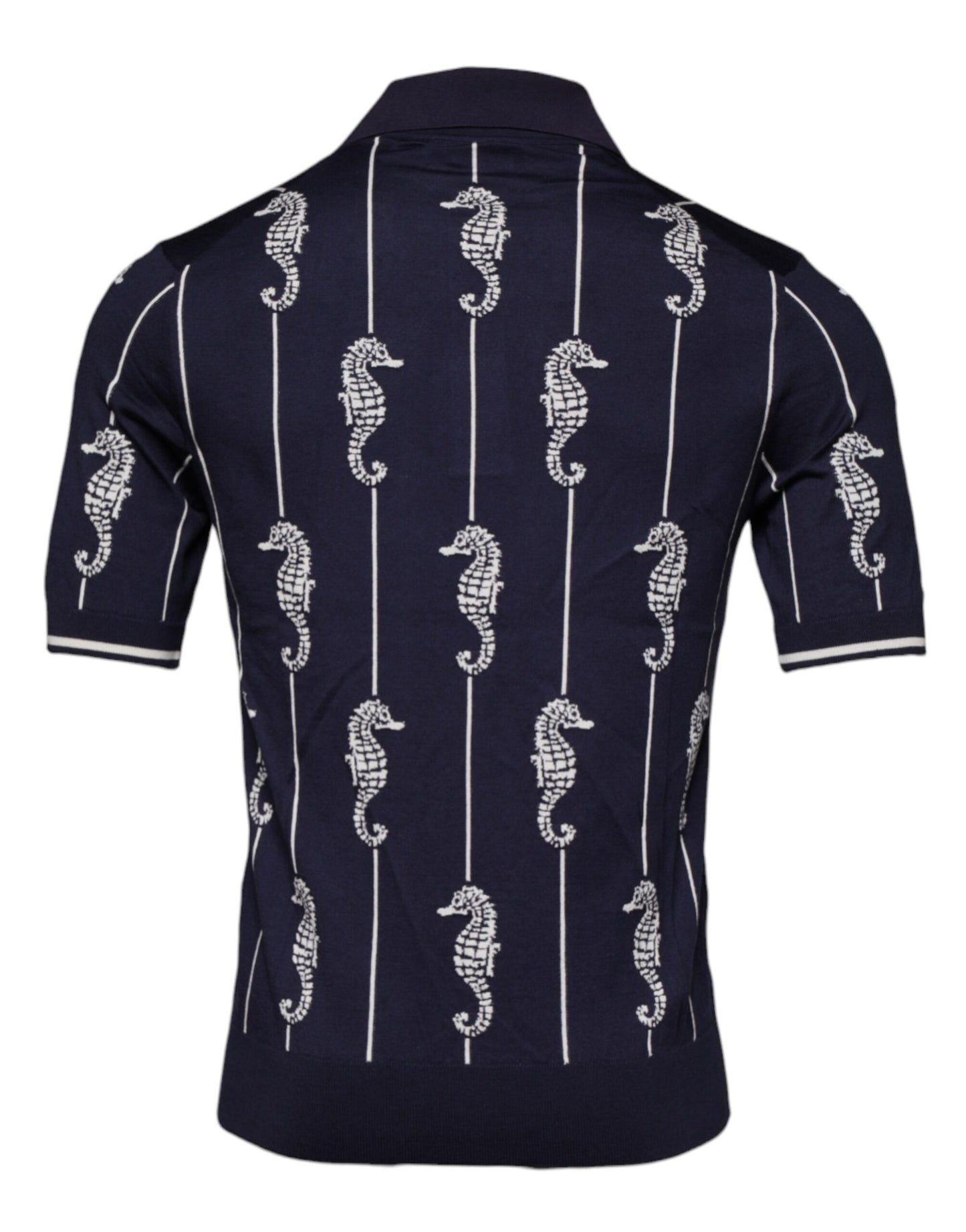 Polo Dolce & Gabbana bleu foncé à col hippocampe