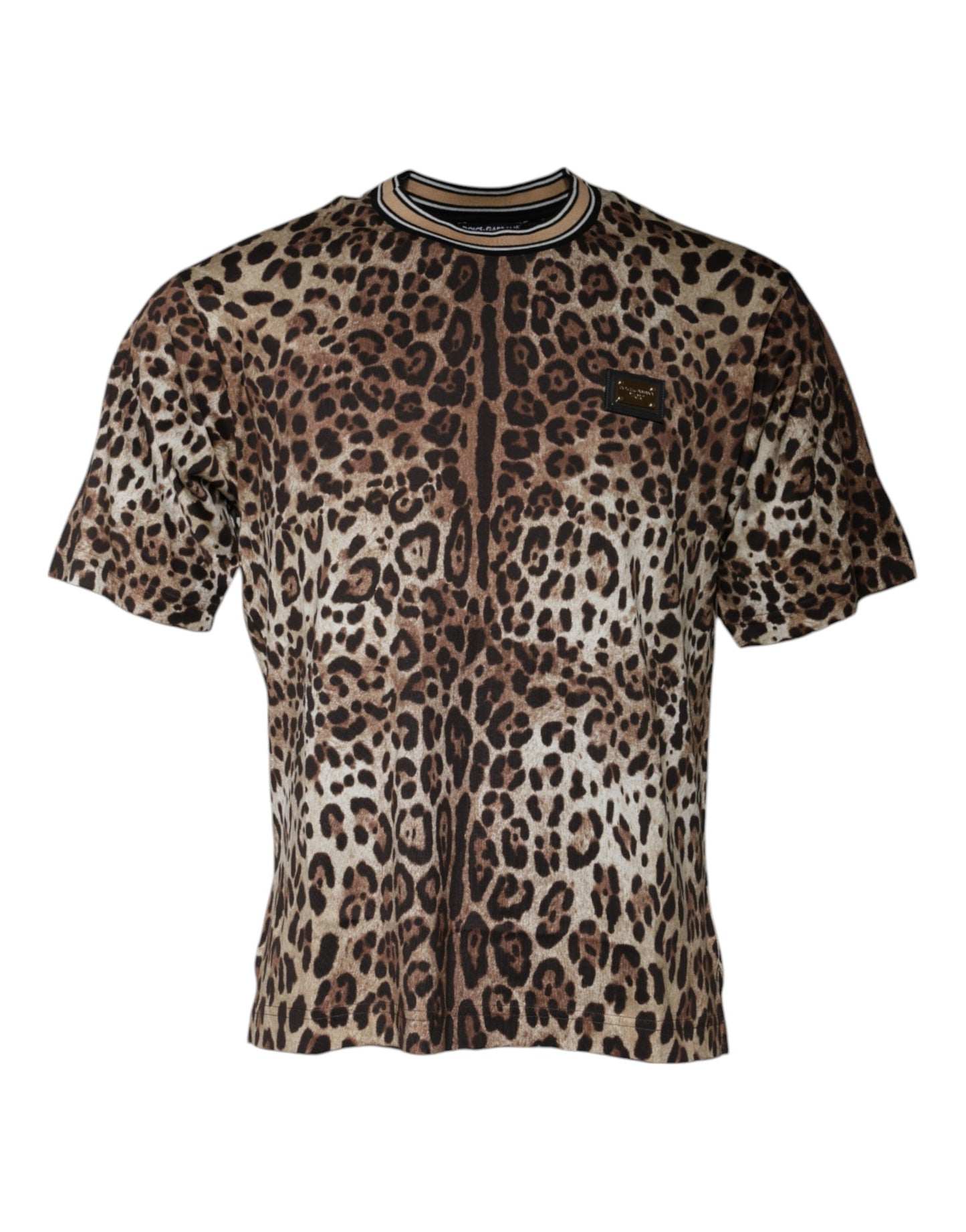 Dolce & Gabbana Brown Leopard Crew Neck Short Sleeve T-shirt by Dolce & Gabbana