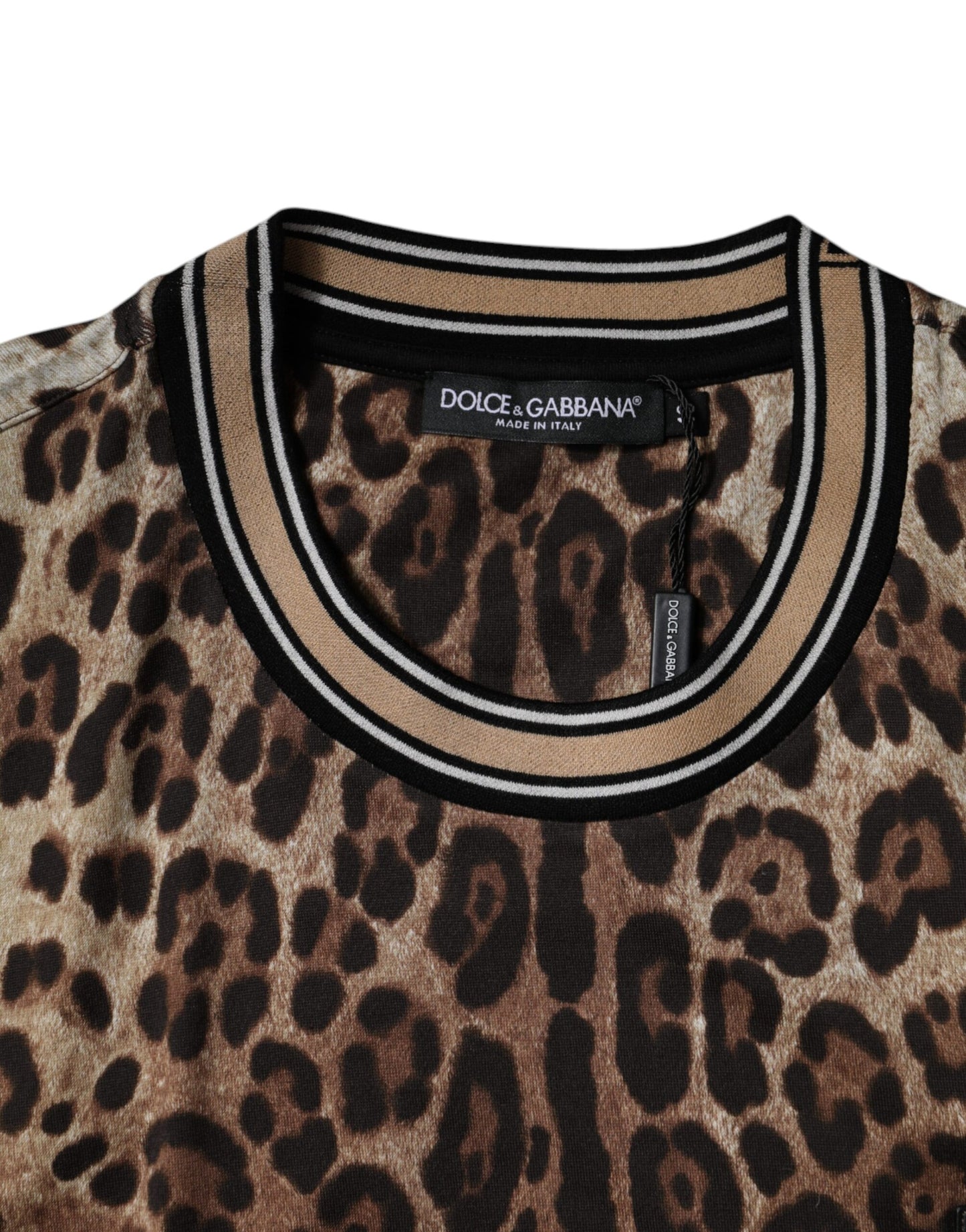 Dolce & Gabbana Brown Leopard Crew Neck Short Sleeve T-shirt by Dolce & Gabbana