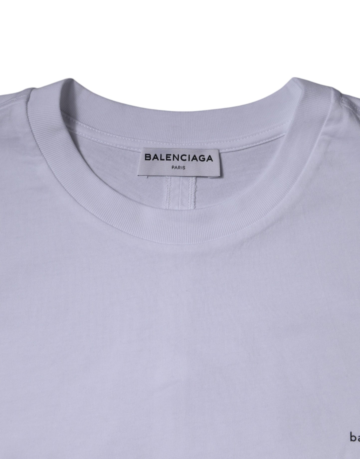 T-shirt à manches courtes et col ras du cou en coton blanc avec logo Balenciaga
