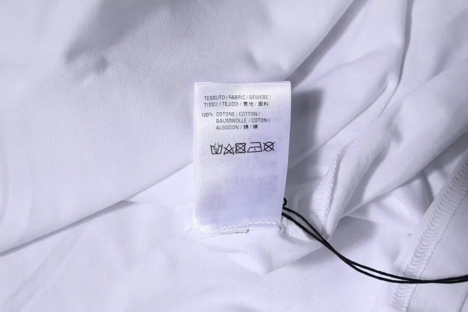 T-shirt à manches courtes et col ras du cou en coton blanc avec logo Balenciaga